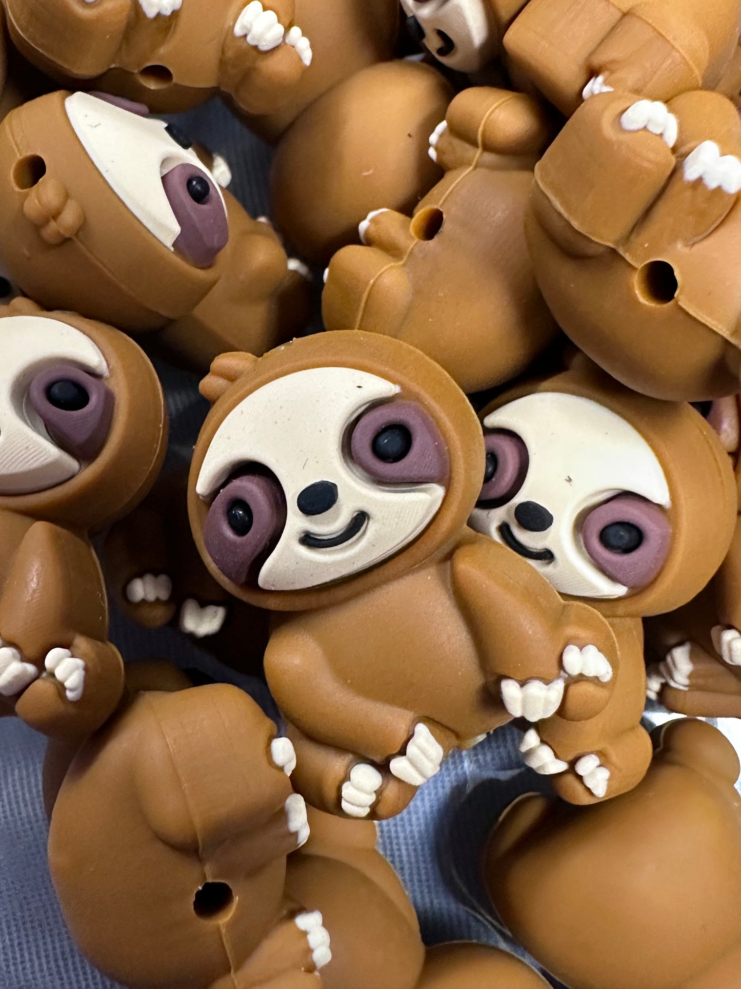 3D Sloth silicone bead/ Keychain bead