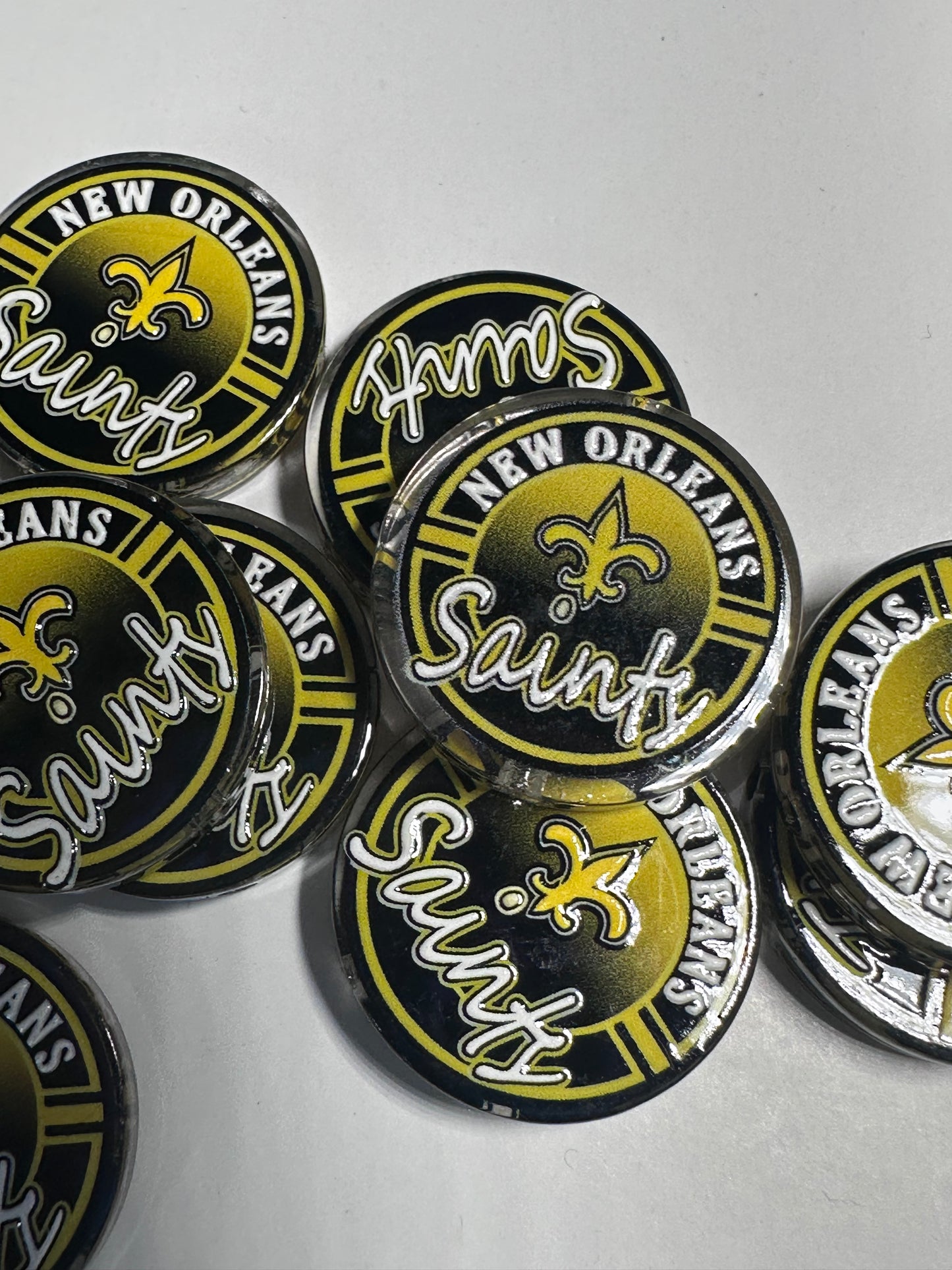 NEW New Orleans Saints acrylic focal bead- set of 2/ focal bead/ pen beading / keychain bead /football