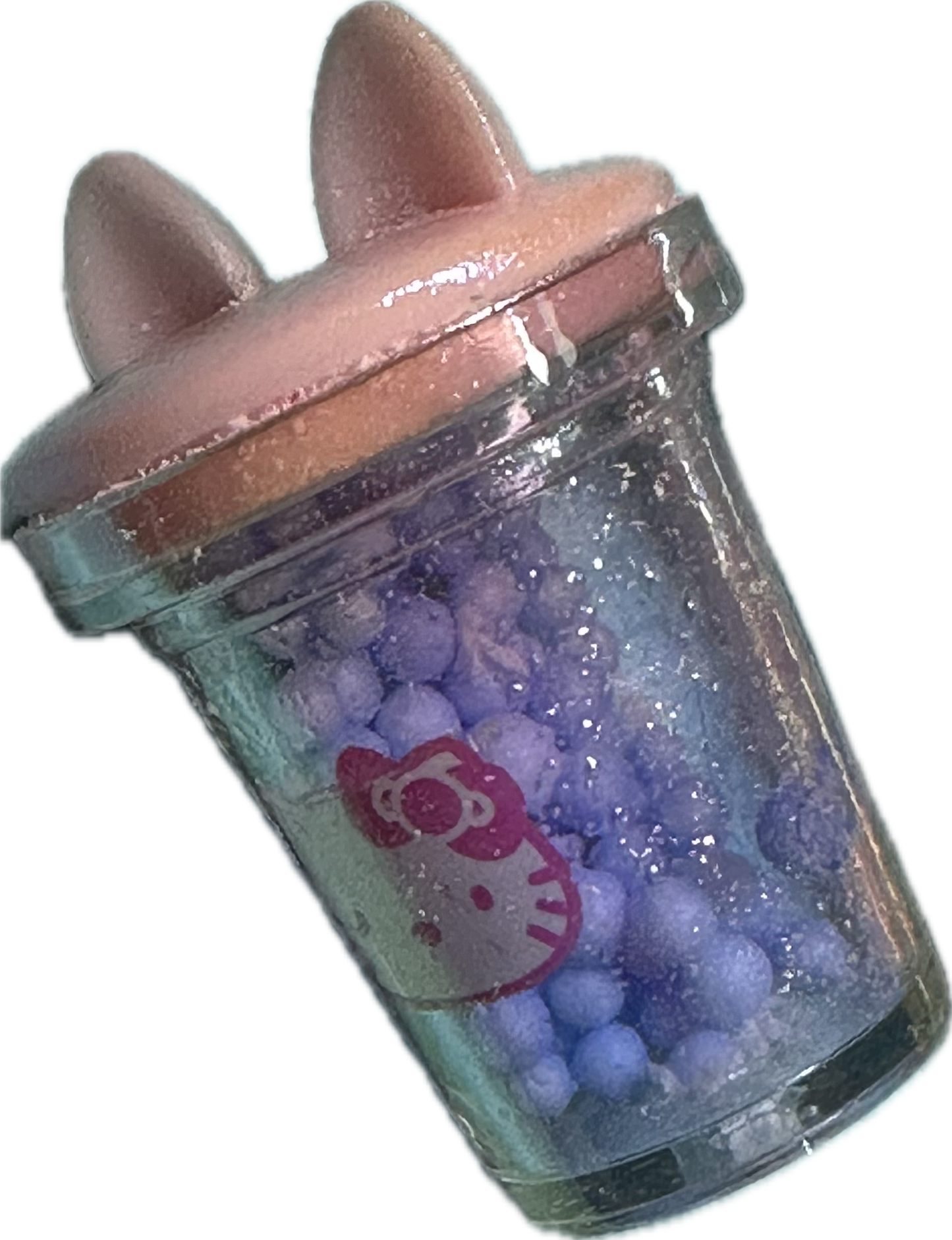 Clear shaker Cat Panda Bunny Paw Print Heart Design Clear Cup Bottle with cat ears on lid/ Small Colorful Mini Balls Inside Acrylic Beads, Random Mix, 34x22mm approx. /random choice of colors/ cup shaped acrylic/Perfect for pen beading/ jewelry making/