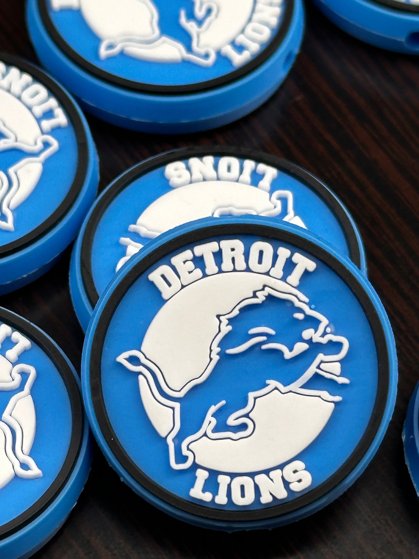 Detroit Lions focal bead/ football/ silicone bead for DIY /blue lion
