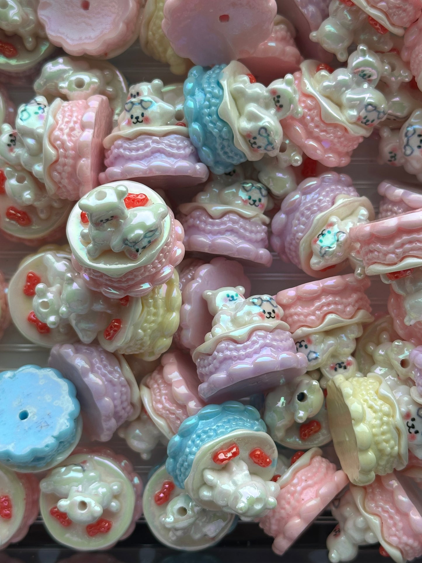 Birthday cake focal beads/ acrylic beads / 3D beads for focal beading-3 beads per set