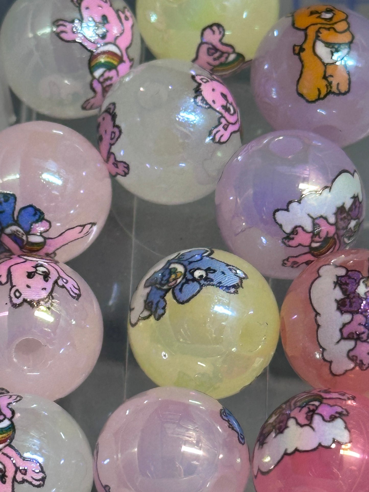 Pastel Bears beads/ Ten (10) included/16mm Bead/ beadable pen/ jewelry/ keychain/