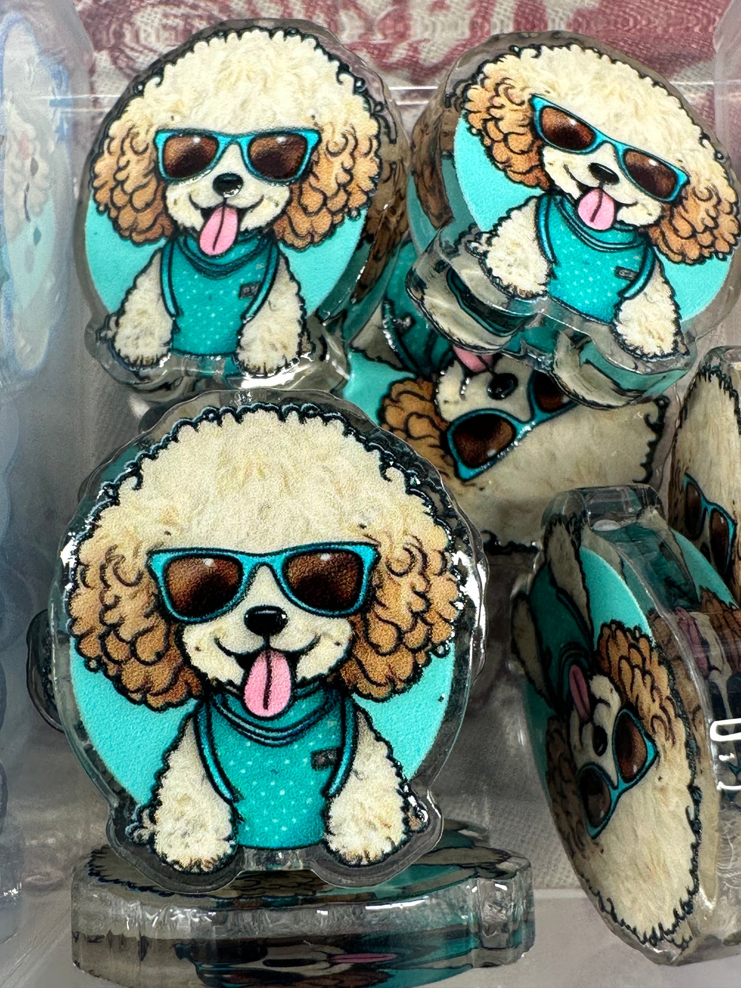 Poodle acrylic focal bead- set of 2/ focal bead/ pen beading / keychain bead/ Golden doodle puppy / dog
