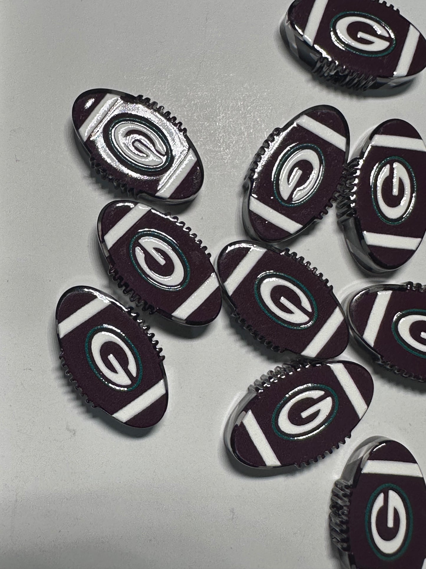 Green Bay acrylic focal bead- set of 2/ focal bead/ pen beading / keychain bead/ football