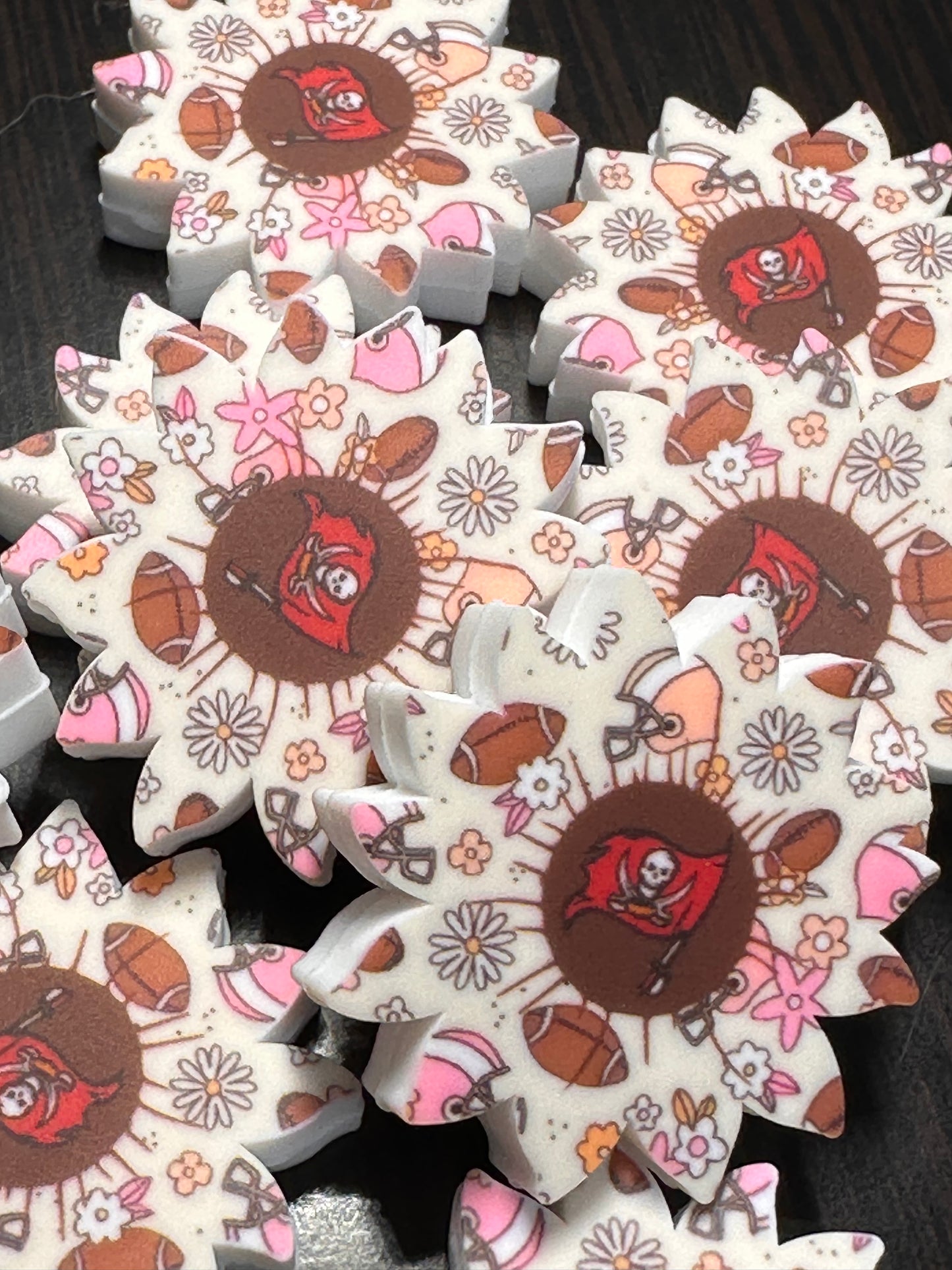 NEW Tampa Bay Buccaneers focal bead/football/ #6 flower shaped