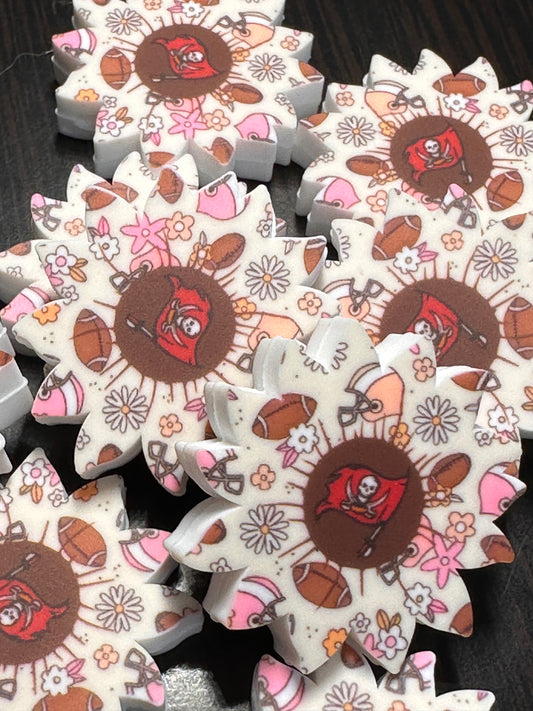 NEW Tampa Bay Buccaneers focal bead/football/ #6 flower shaped