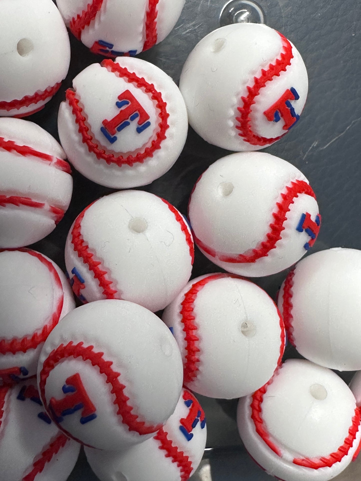3D baseball team focal bead/ baseball shaped silicone focal bead