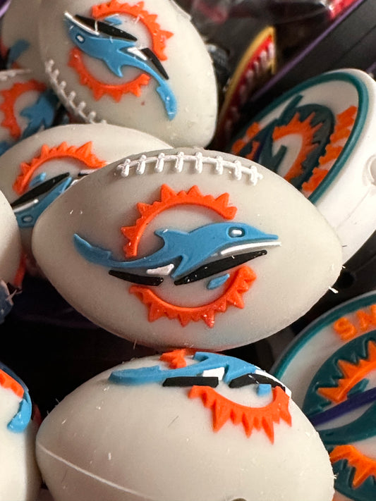 3D football shaped Miami Dolphins focal bead #2