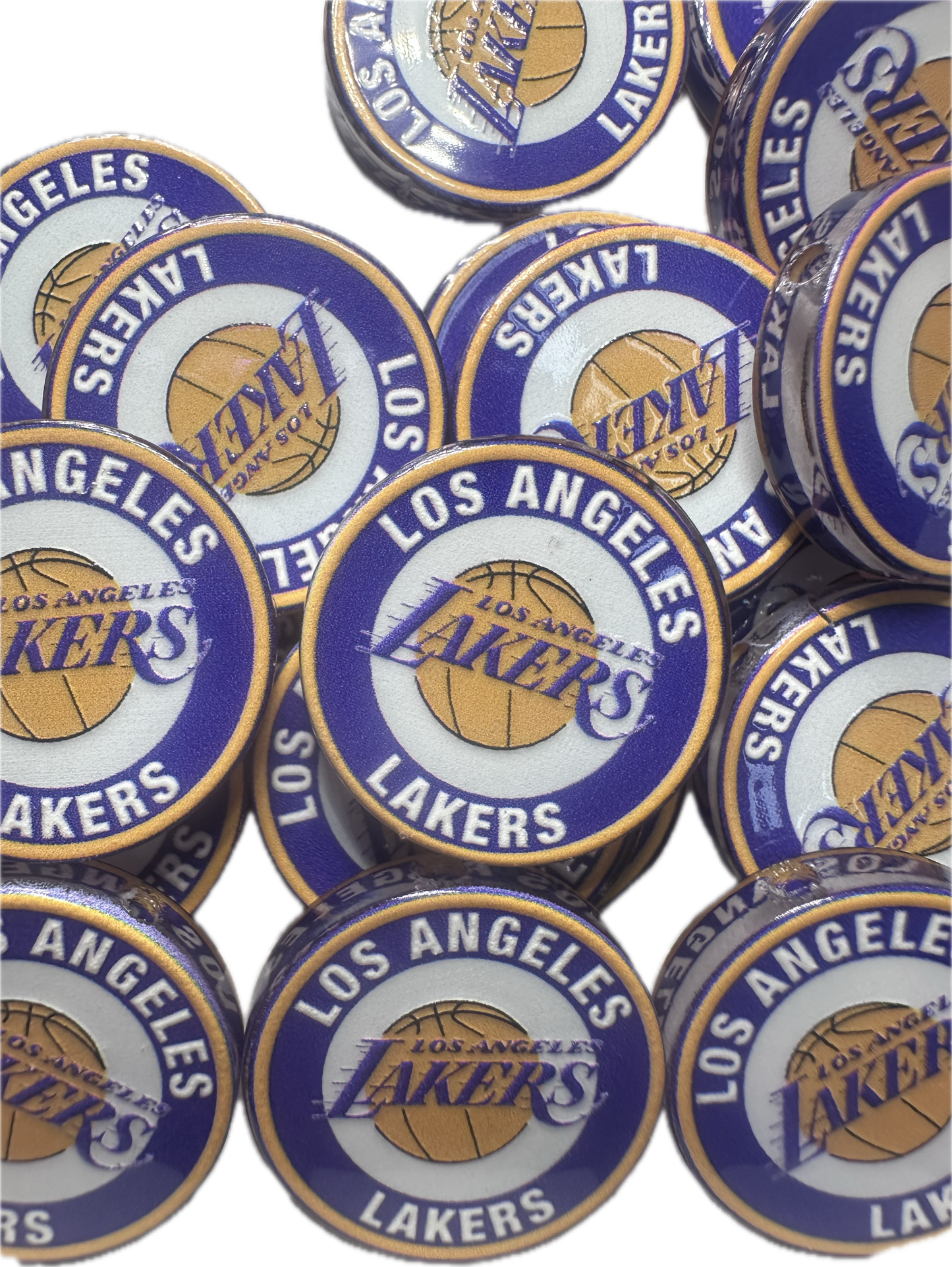 NEW LA Lakers acrylic focal bead- set of 2/ focal bead/ pen beading / keychain bead/ Basketball