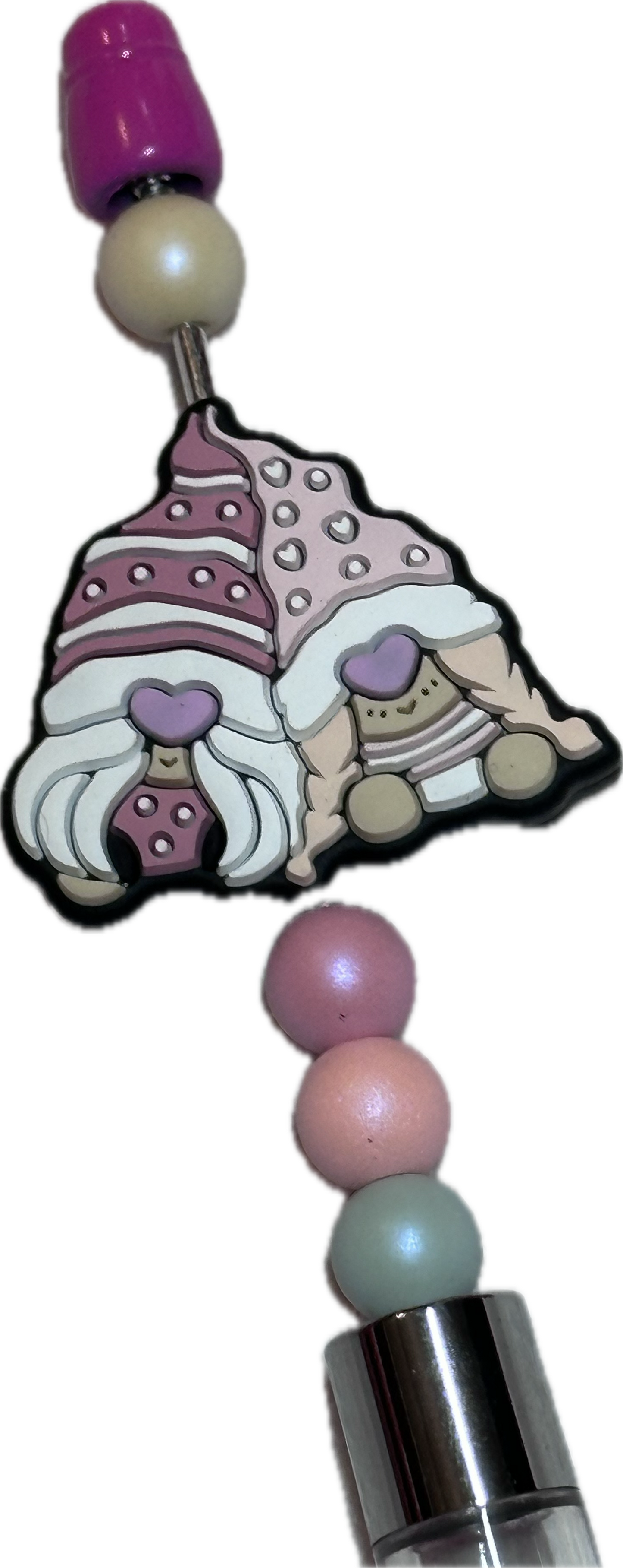 Cute gnome focal bead/ silicone/heart/ Valentines Day/Choose red or pink