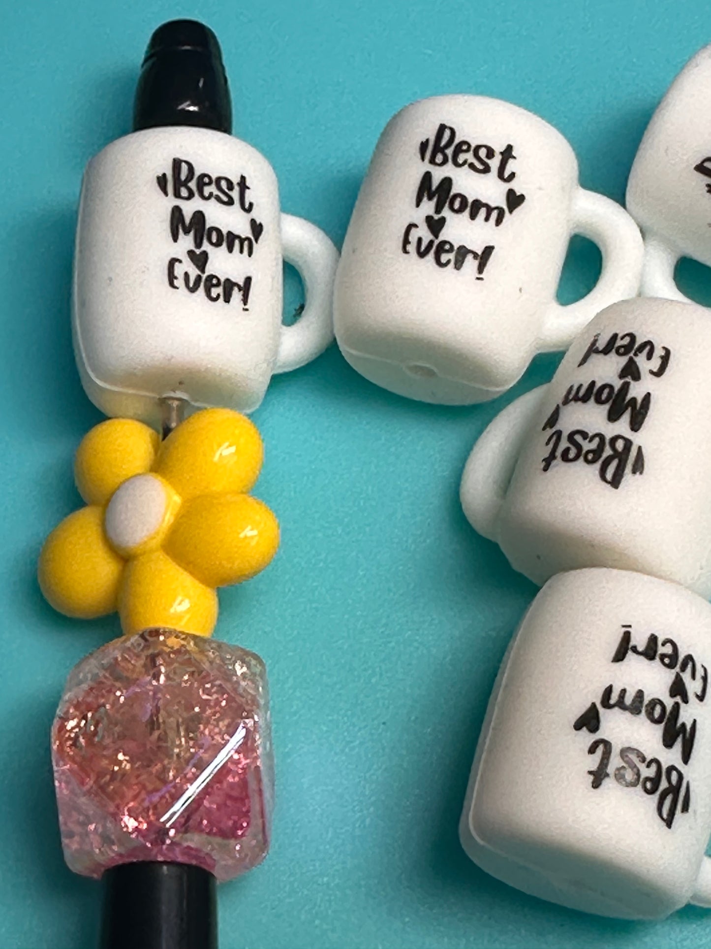 3D Mug/ Best mom ever/ mama Focal Bead/ for beadable pen/ Silicone  bead/keychain bead/ Mothers Day/ coffee cup