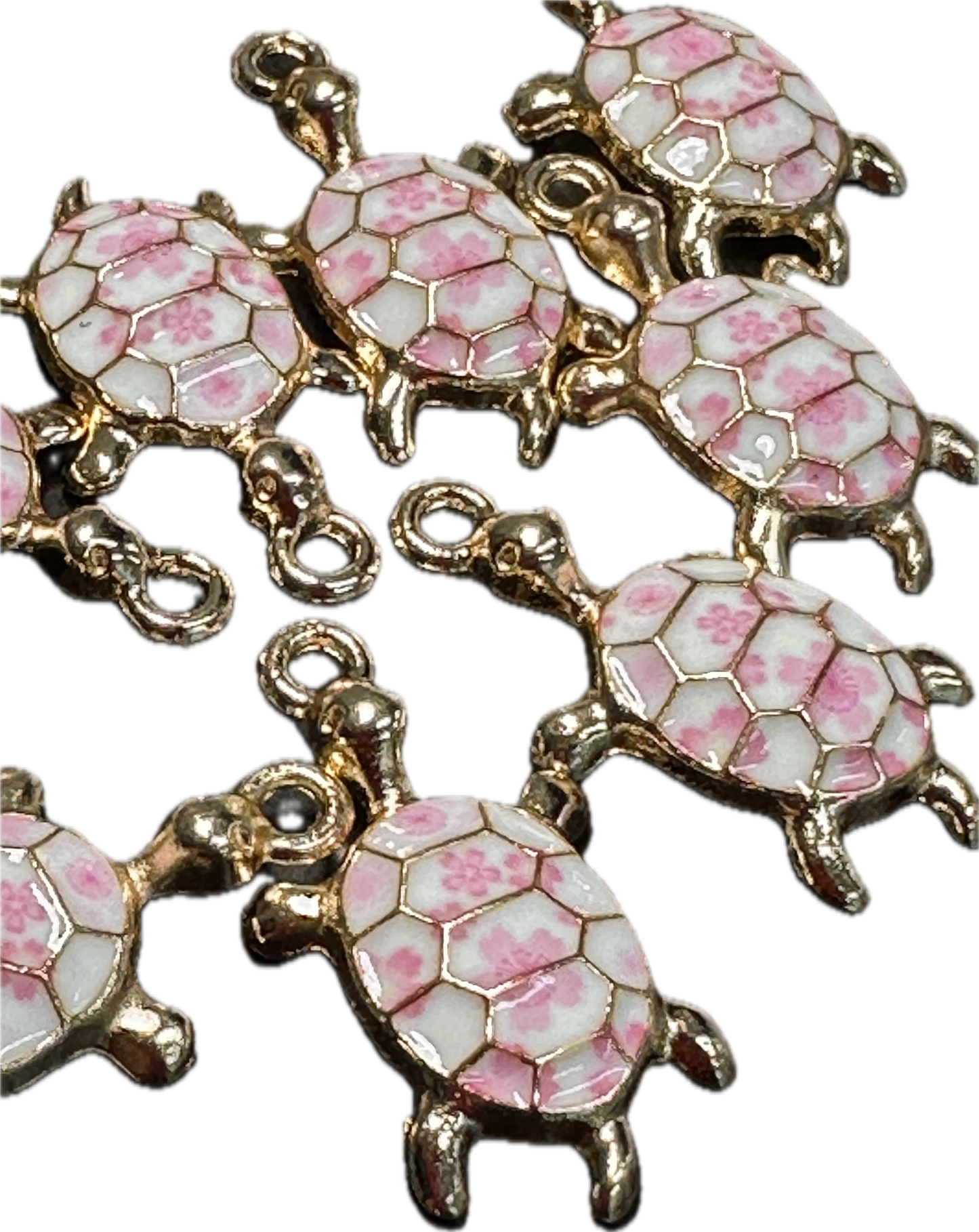 Pink enameled metal turtle charm/ DIY-earrings,necklace,charm bracelet/ sea turtle