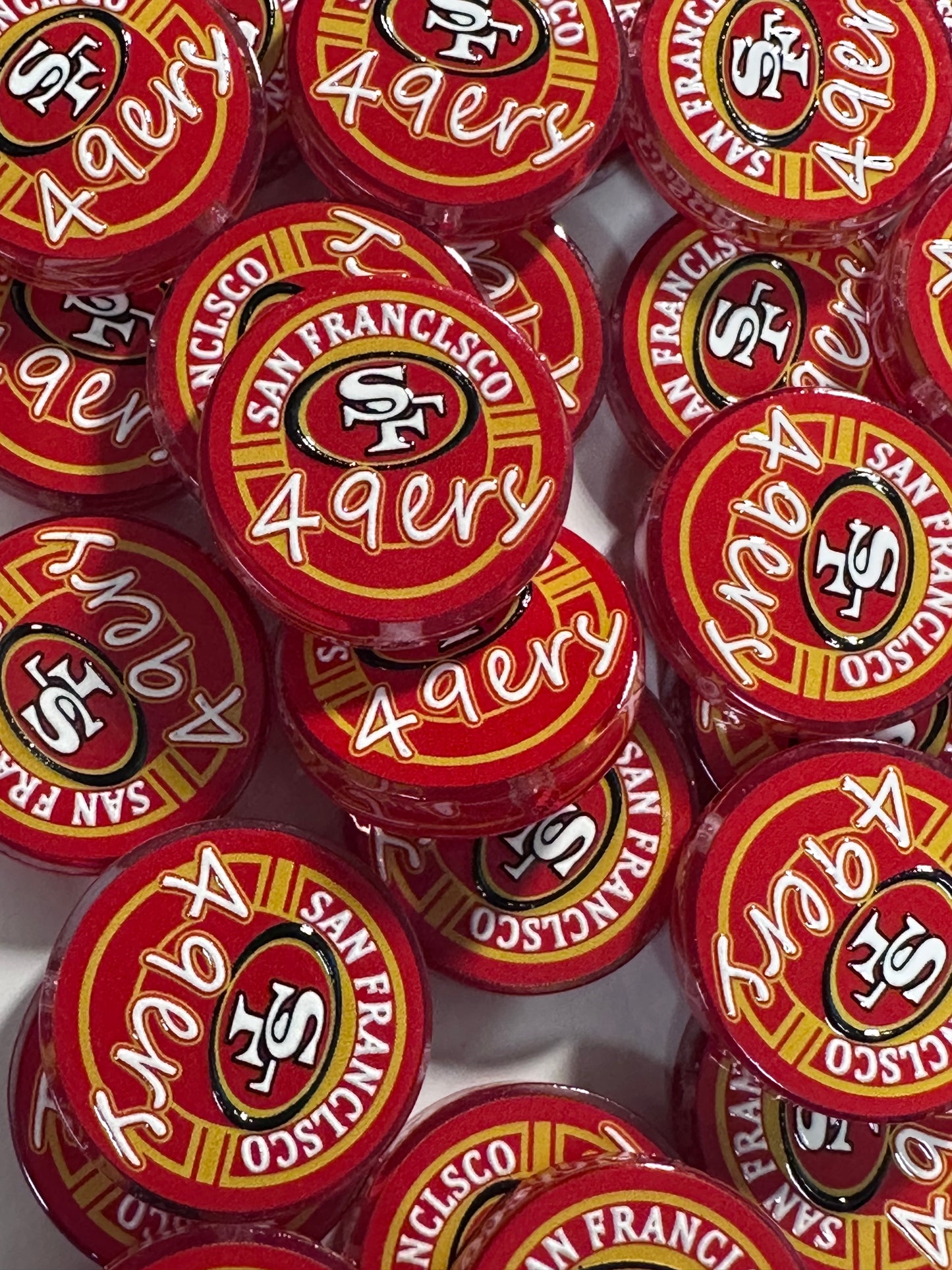 NEW San Francisco 49ers acrylic focal bead- set of 2/ focal bead/ pen beading / keychain bead /football