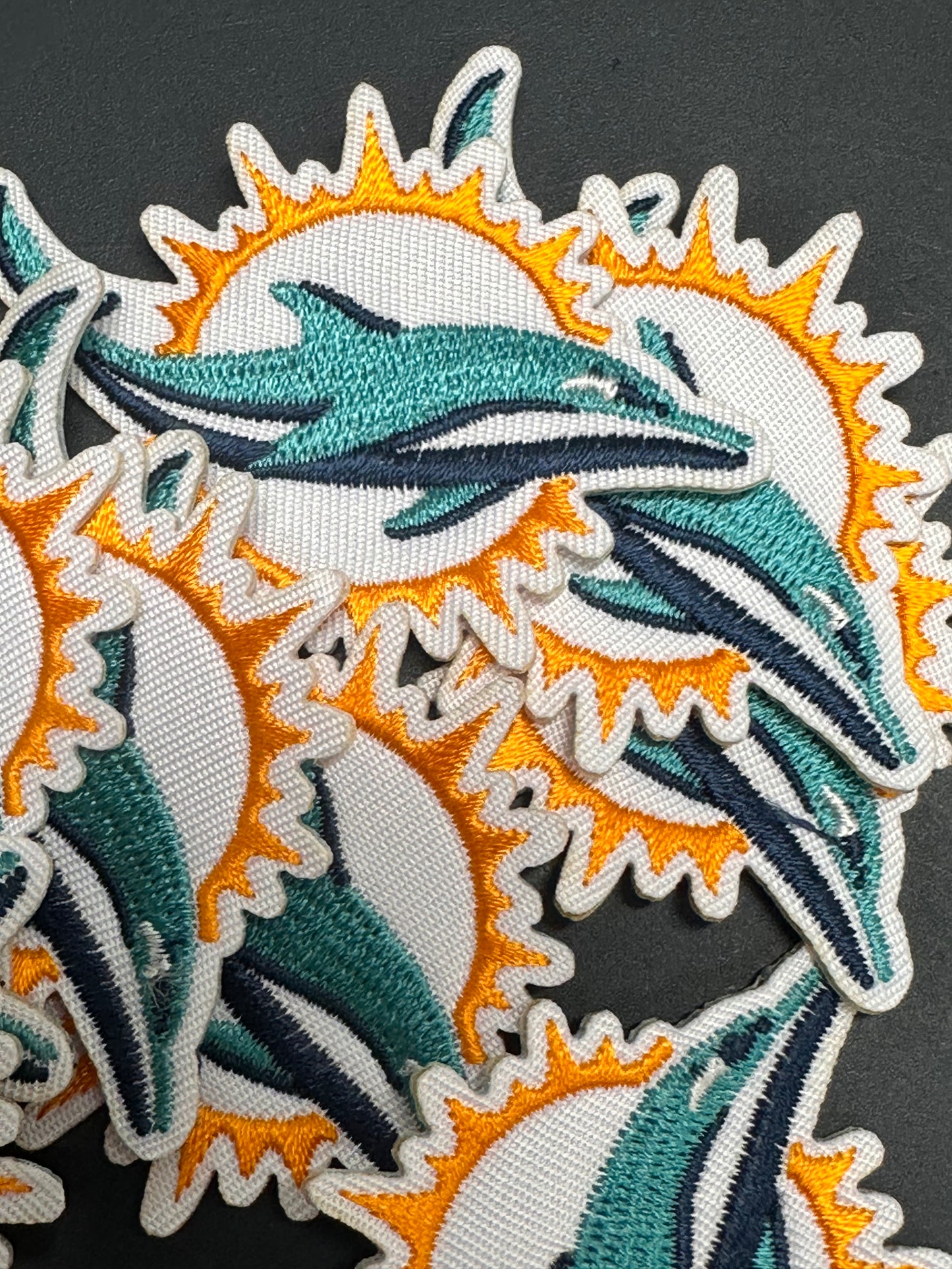 MIAMI DOLPHINS /IRON ON PATCH/ SIZE SMALL/ QUALITY MATERIAL/FABRIC PATCHES/FOOTBALL TEAM