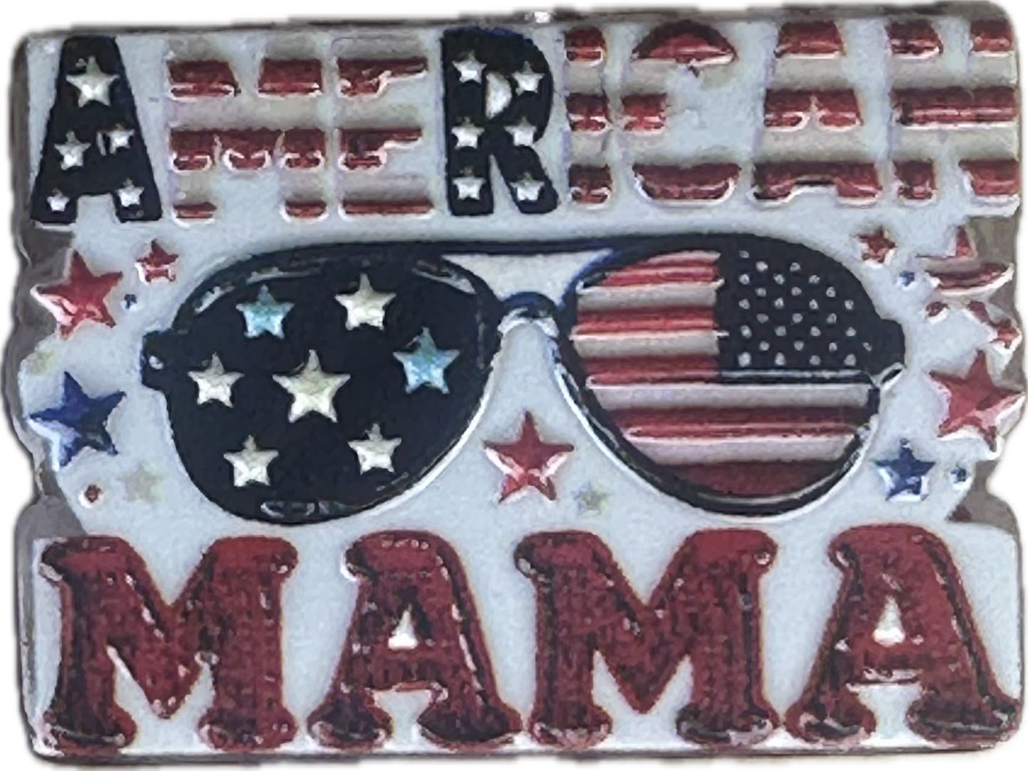 MAMA American Flag acrylic focal bead- set of 2/ focal bead/ pen beading / keychain bead/ patriotic