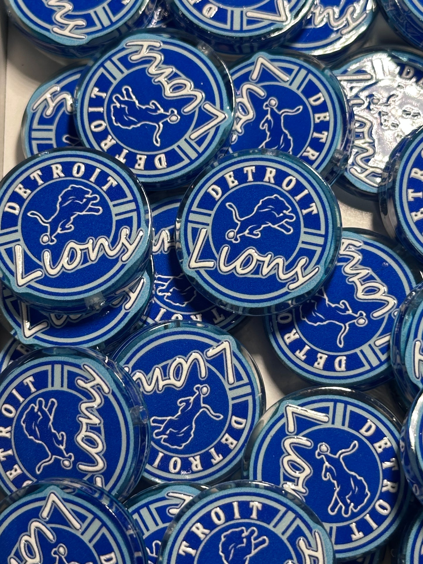 NEW Detroit Lions acrylic focal bead- set of 2/ focal bead/ pen beading / keychain bead /football