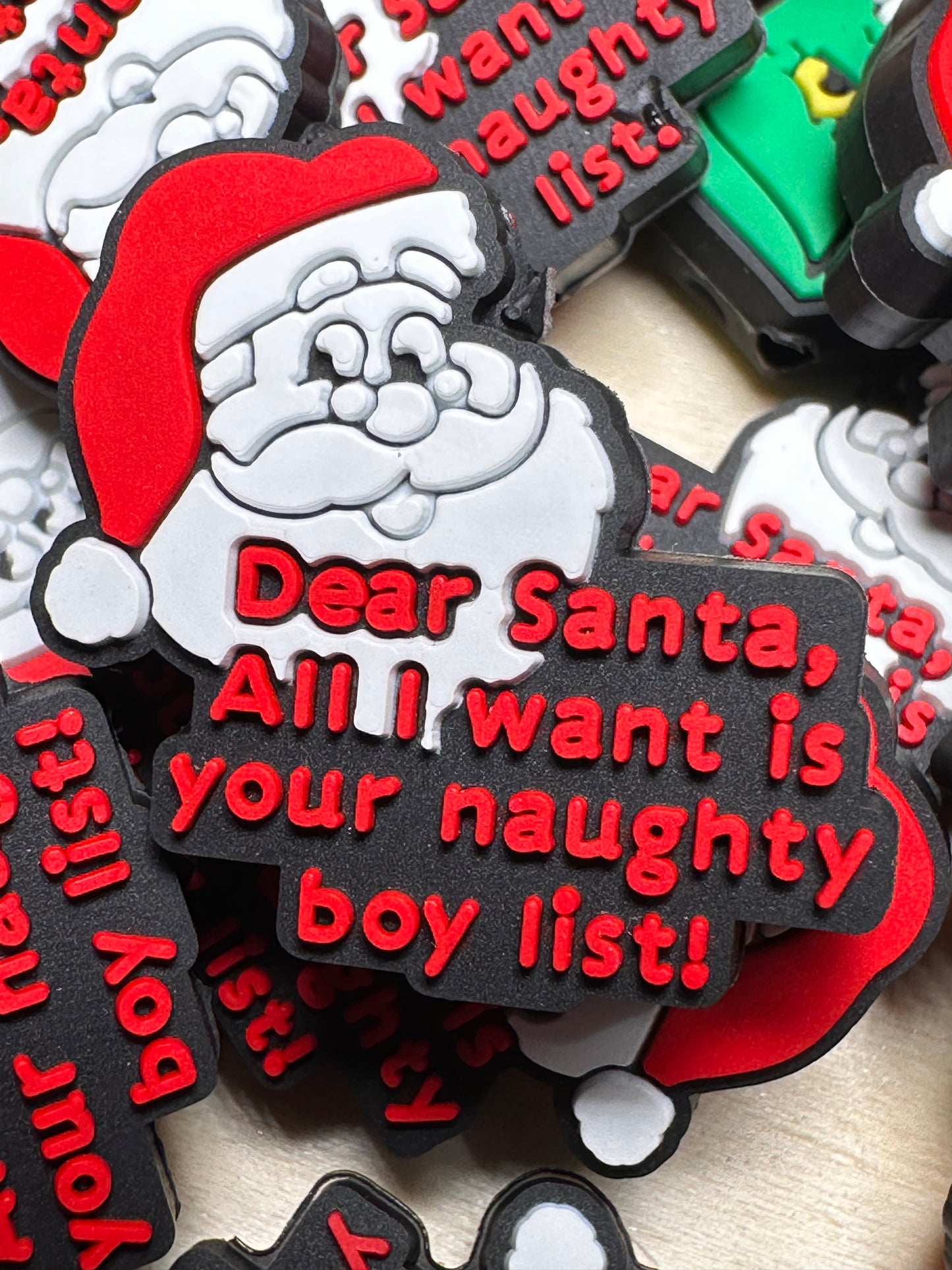 Dear Santa focal bead/ Christmas/ Christmas list/ funny bead/ bad boy list