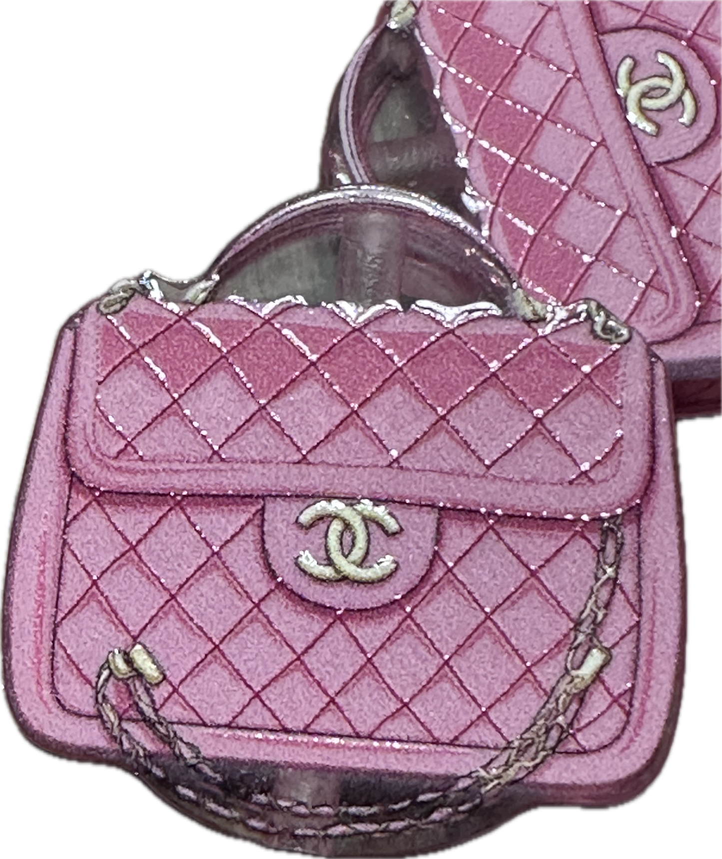 Fancy design Purse Handbag acrylic focal bead- set of 2/ focal bead/pink double c/ pen beading / keychain bead