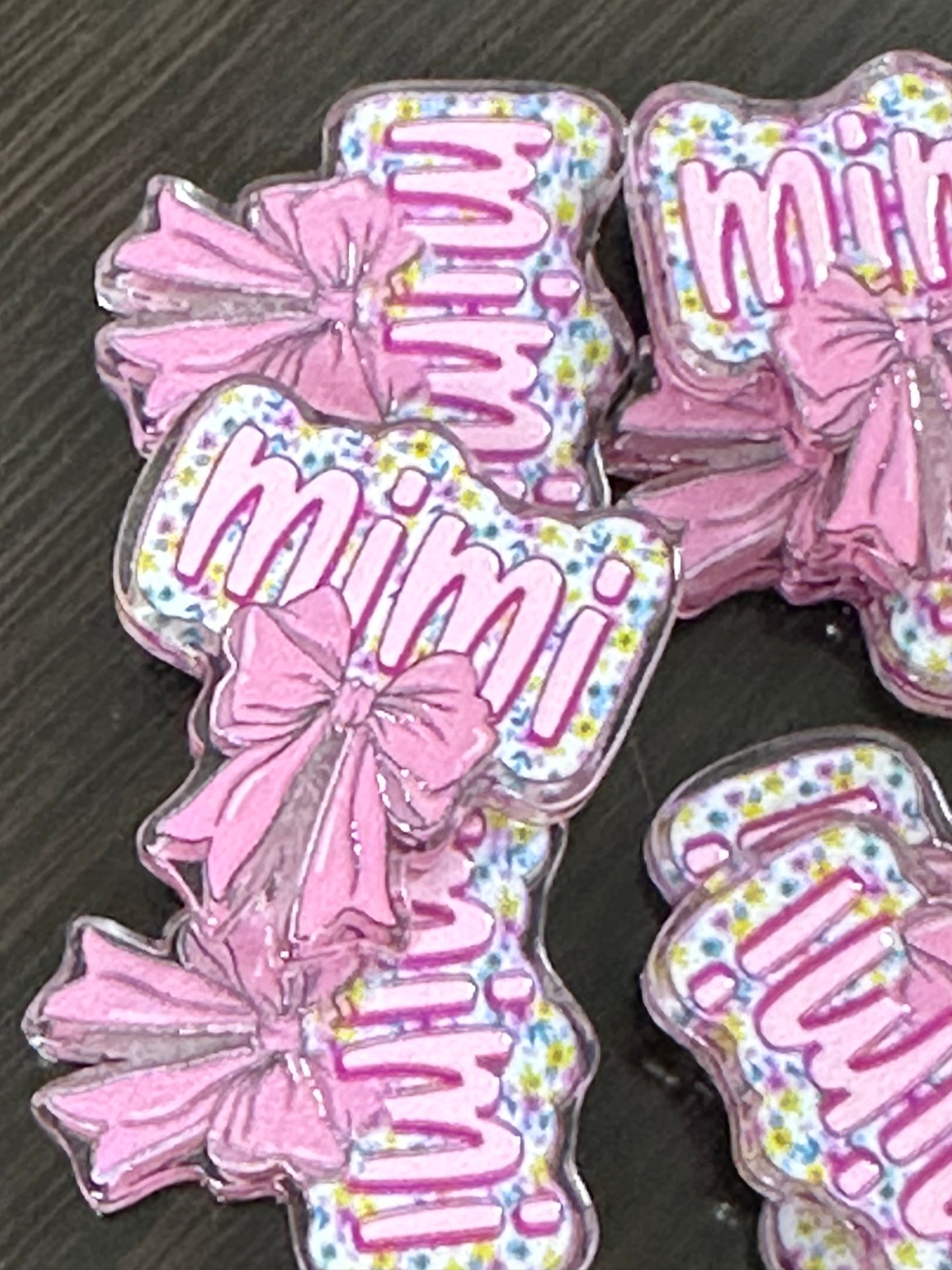 MIMI with bow acrylic focal bead- set of 2/ focal bead/ pen beading / keychain bead