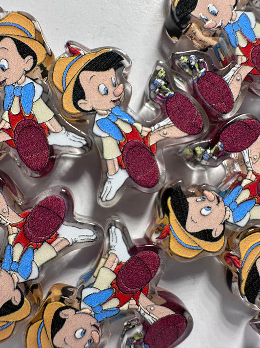 Boy with growing nose acrylic focal bead- set of 2/ focal bead/ pen beading / keychain bead/Pino