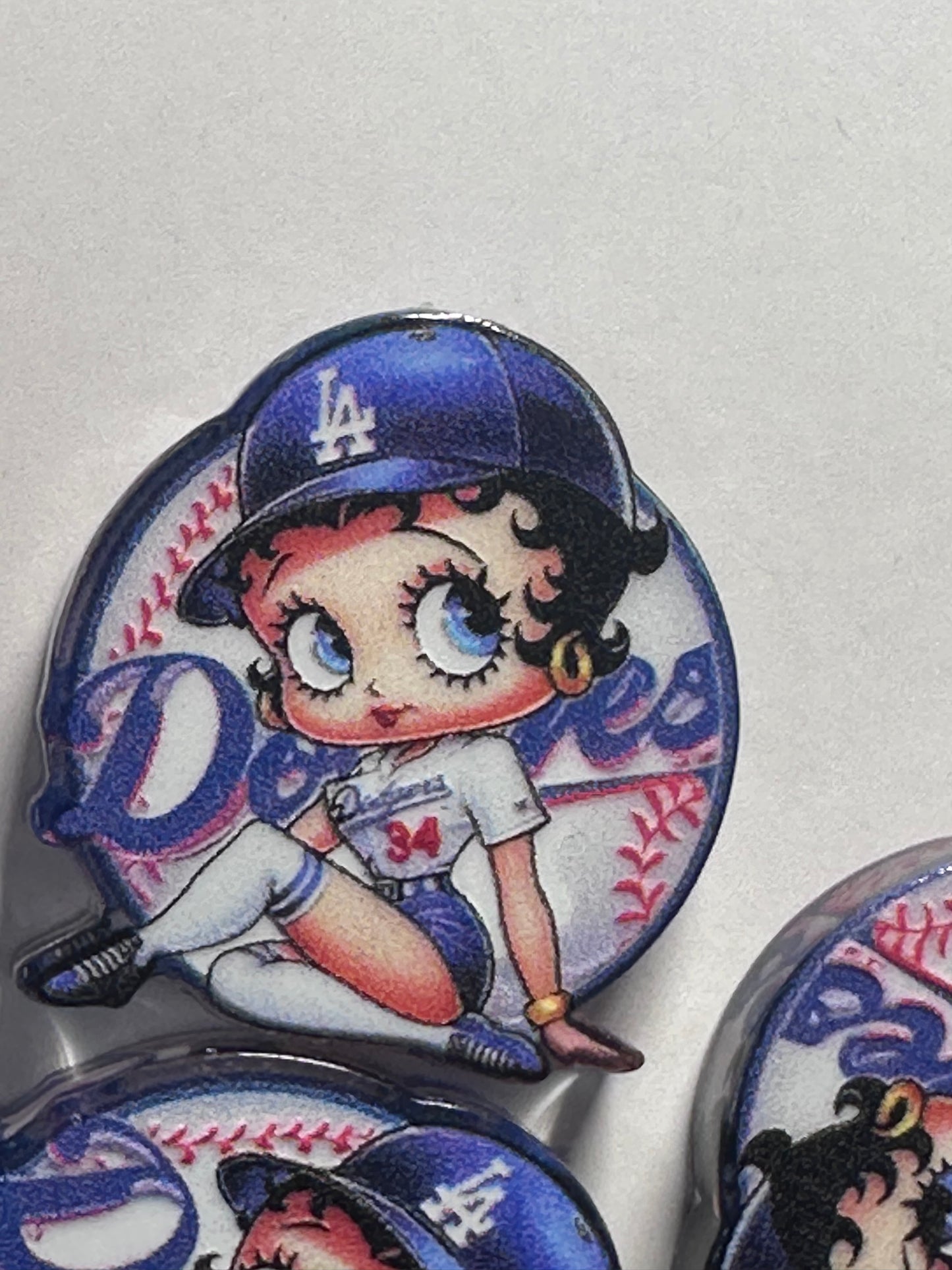 Baseball player girl acrylic focal bead- set of 2/ focal bead/ pen beading / keychain bead/Los Angeles