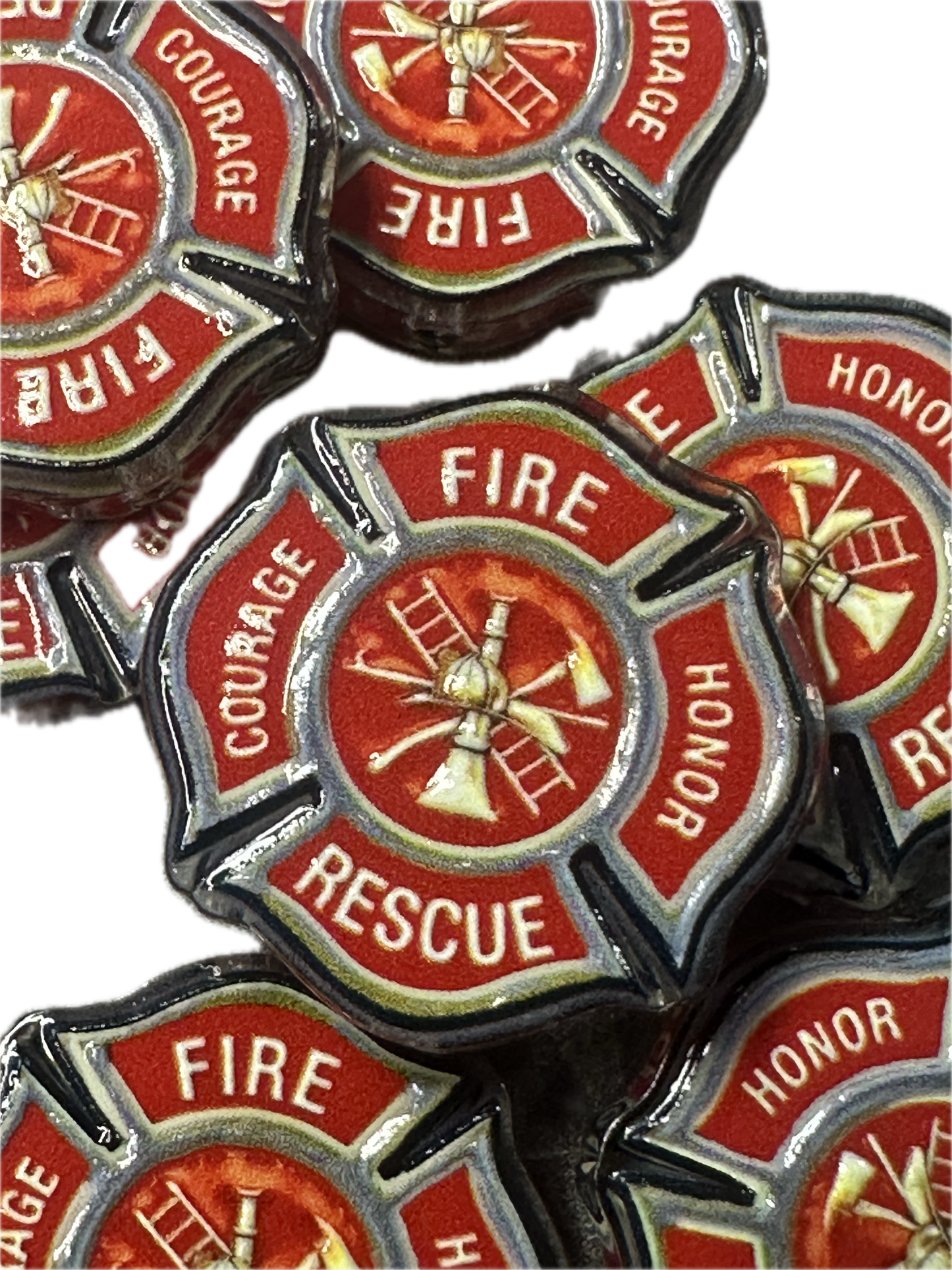 Firefighter acrylic focal bead- set of 2/ focal bead/ pen beading / keychain bead/