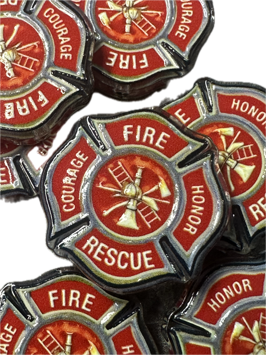 Firefighter acrylic focal bead- set of 2/ focal bead/ pen beading / keychain bead/