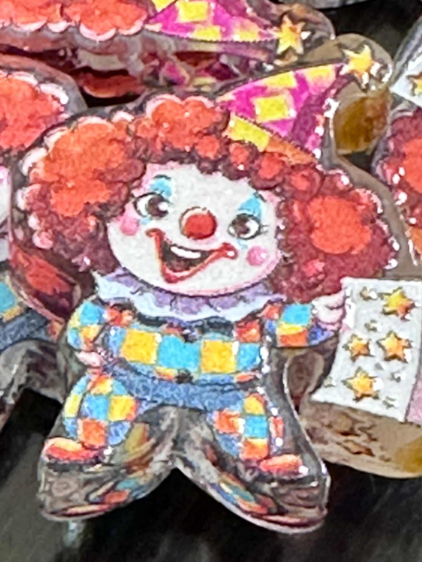 Clown Happy Birthday acrylic focal bead- set of 2/ focal bead/ pen beading / keychain bead /cute for a birthday pen