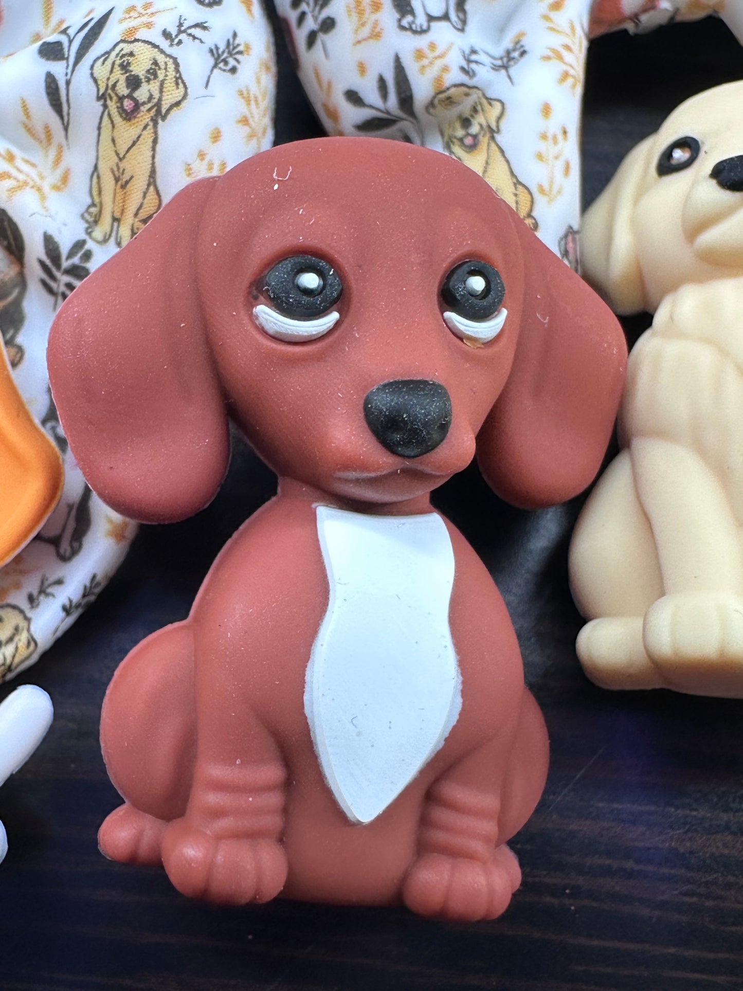 3D Dog silicone focal beads Golden Retriever, Pit Bull, Beagle, Rottweiler, Coon Hound, Frenchie - matching hoop and round beads