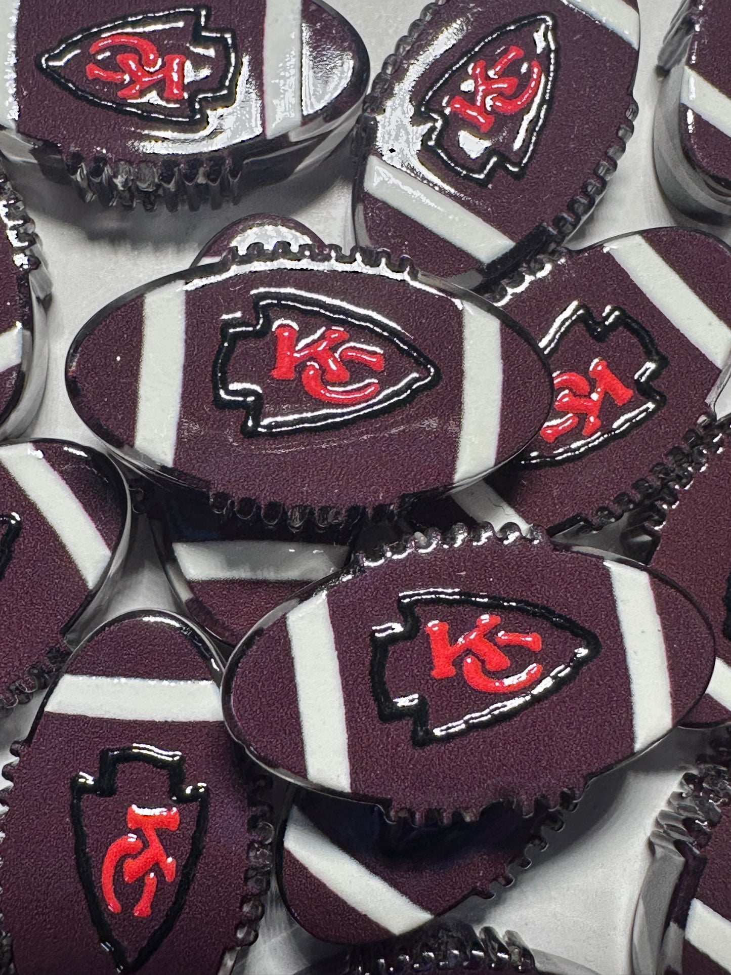 Football shaped acrylic focal bead- set of 2/ focal bead/ pen beading / keychain bead/ football