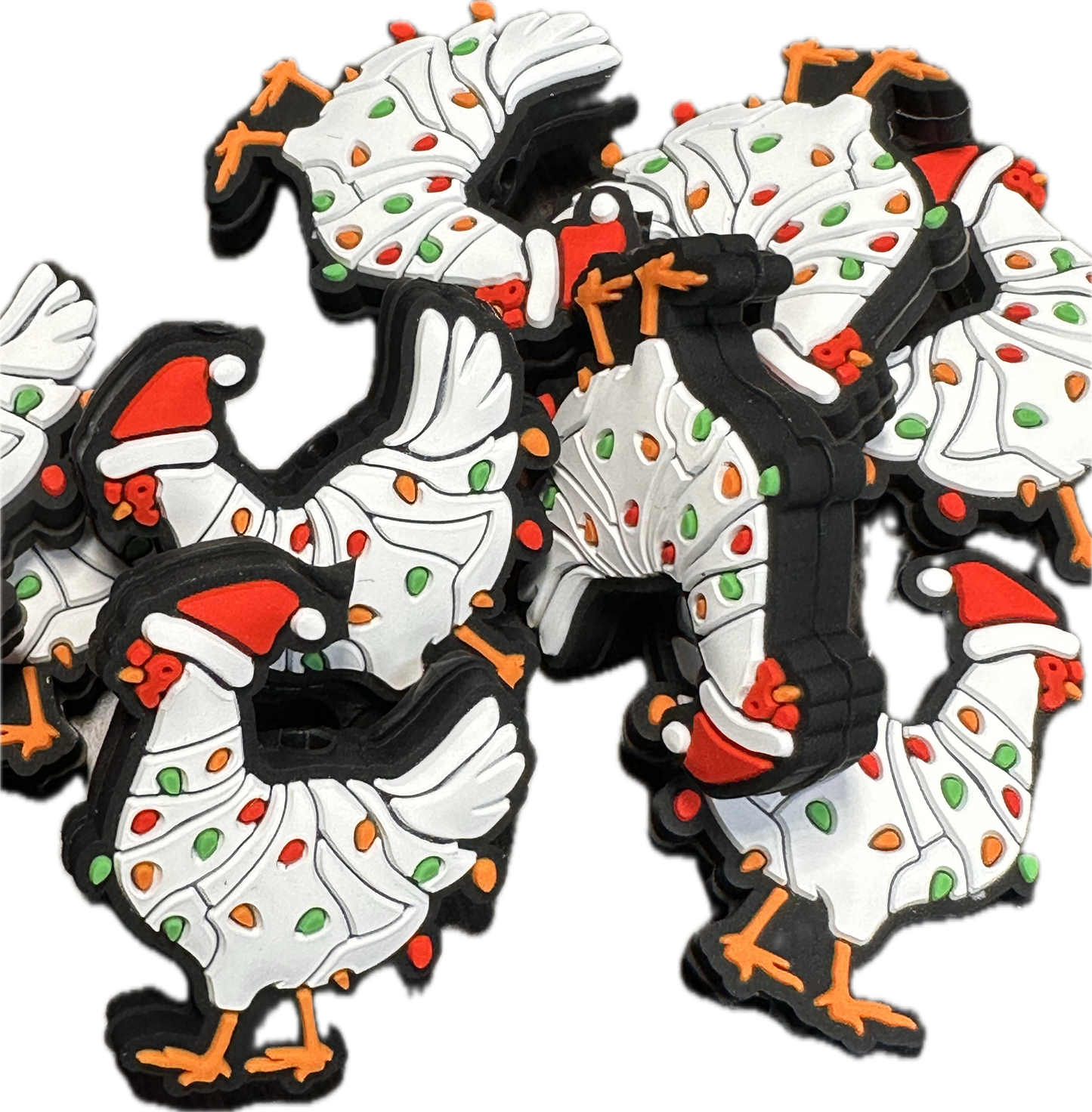 Christmas Chicken Focal Bead / silicone focal bead/pen  bead/ rooster/ Christmas lights