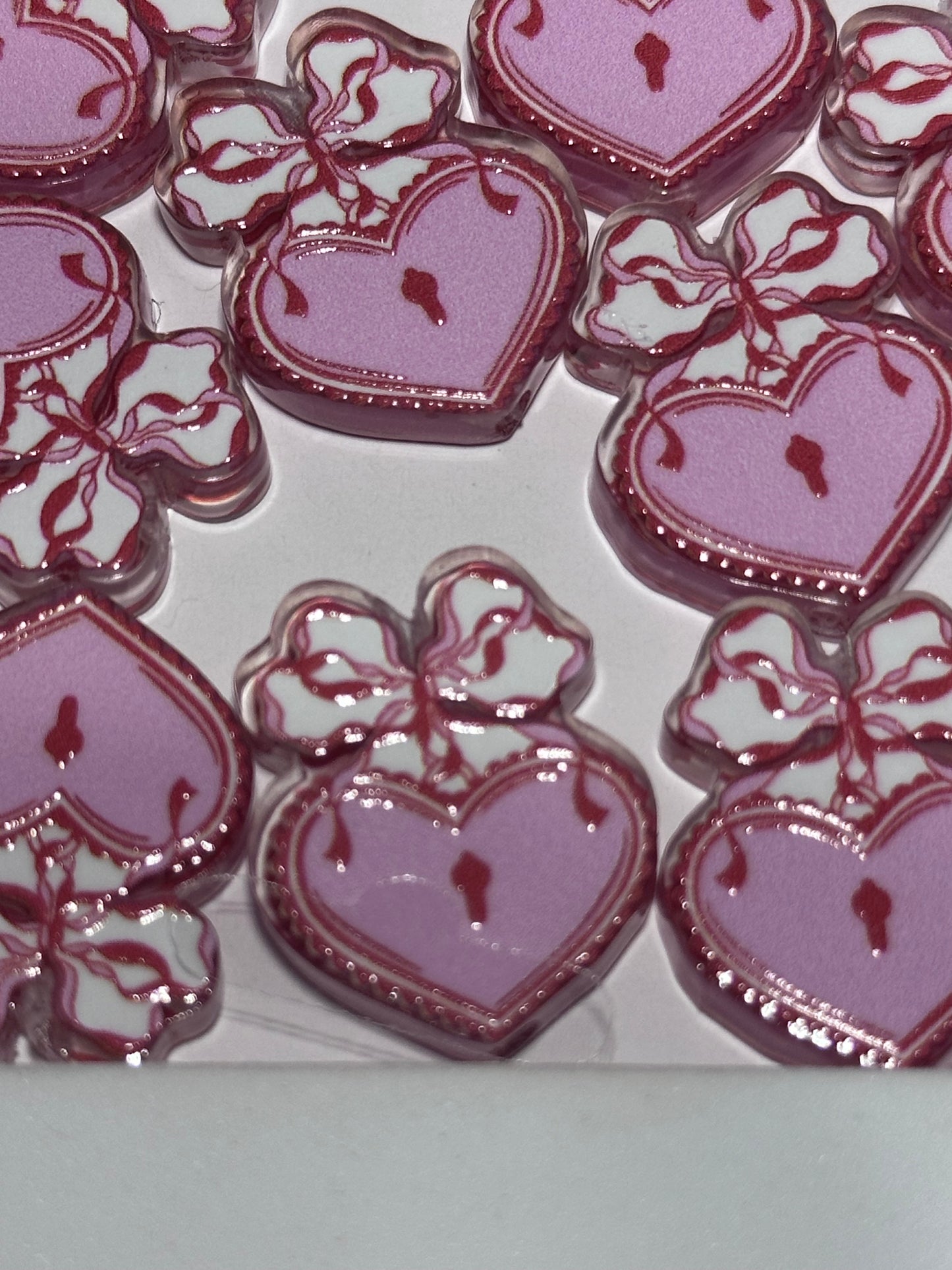 Heart Lock acrylic focal bead- set of 2/ focal bead/ pen beading / keychain bead/ Keyhole locket