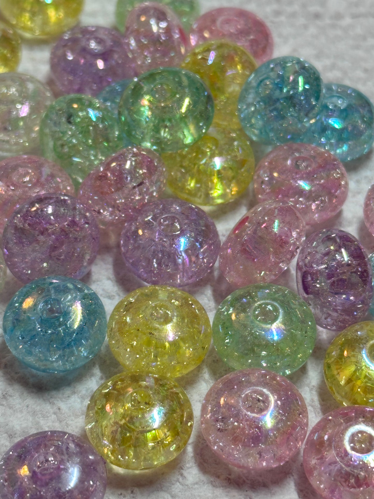 Acrylic spacer beads/ jewelry/ beadable pen beads/ keychain bead/ DIY/ approximately 12mm/ translucent crackle/mixed colors