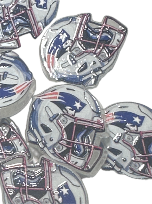 NEW New England Patriots helmet acrylic focal bead- set of 2/ focal bead/ pen beading / keychain bead/Football