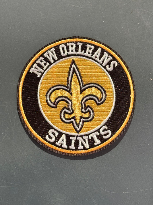 NEW ORLEANS SAINTS /EMBROIDERED IRON ON PATCH/ SIZE APPROX 4" ROUND/ QUALITY MATERIAL/FABRIC PATCHES/FOOTBALL TEAM