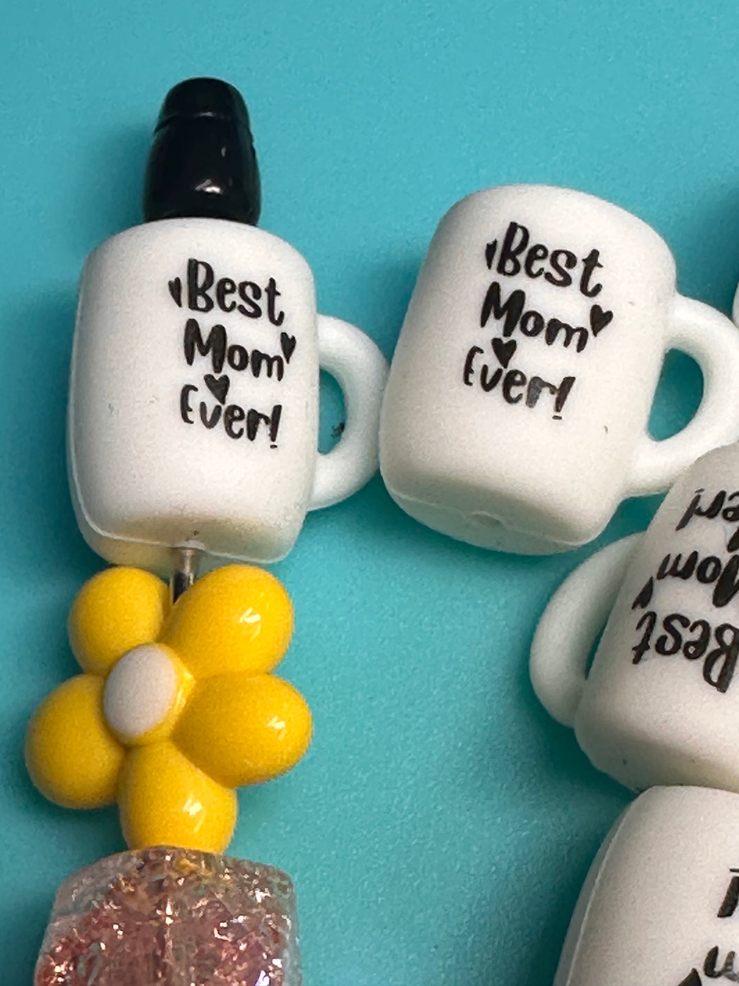 3D Mug/ Best mom ever/ mama Focal Bead/ for beadable pen/ Silicone  bead/keychain bead/ Mothers Day/ coffee cup