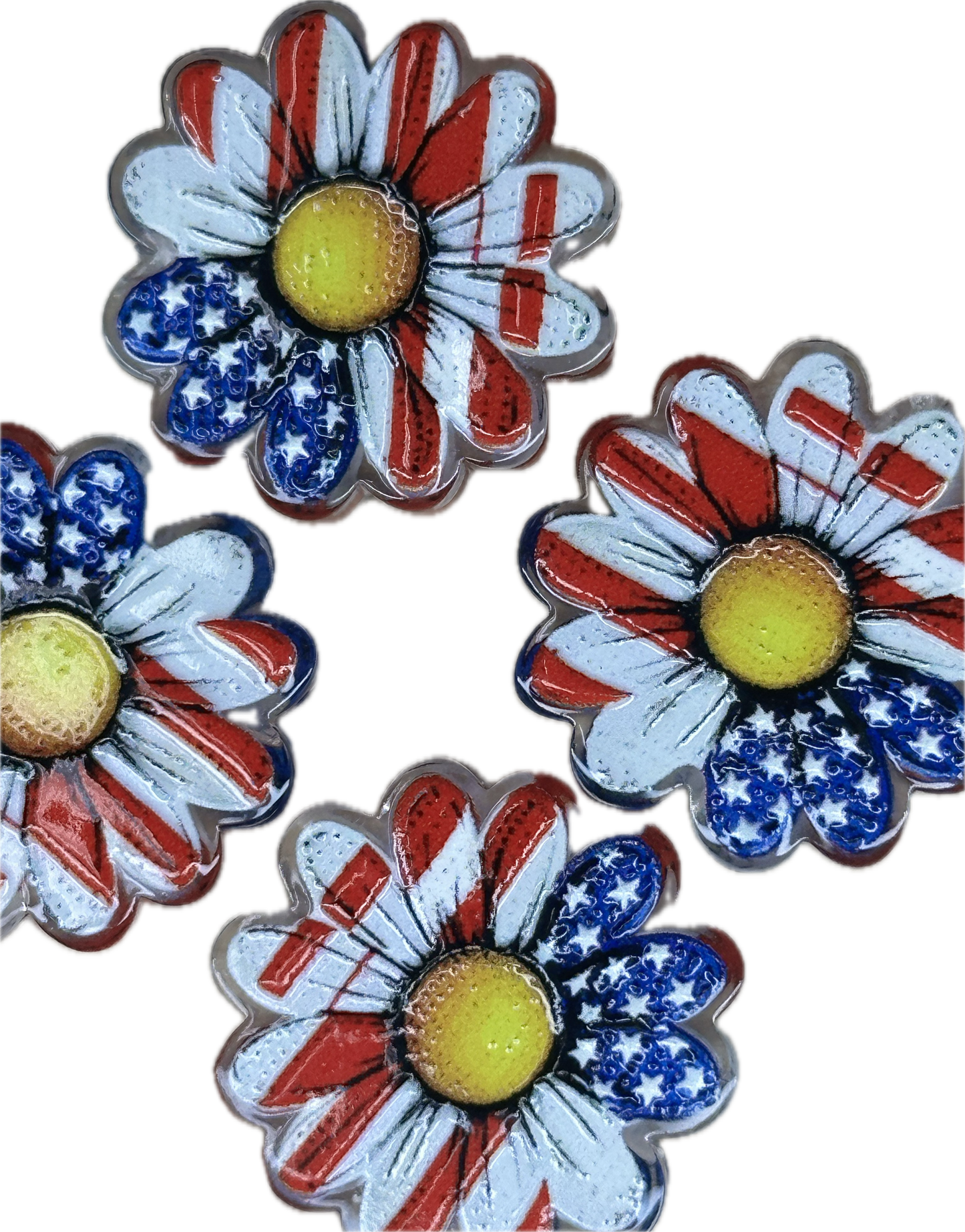Daisy flower acrylic focal bead- set of 2/ focal bead/ pen beading / keychain bead/ military/ patriotic