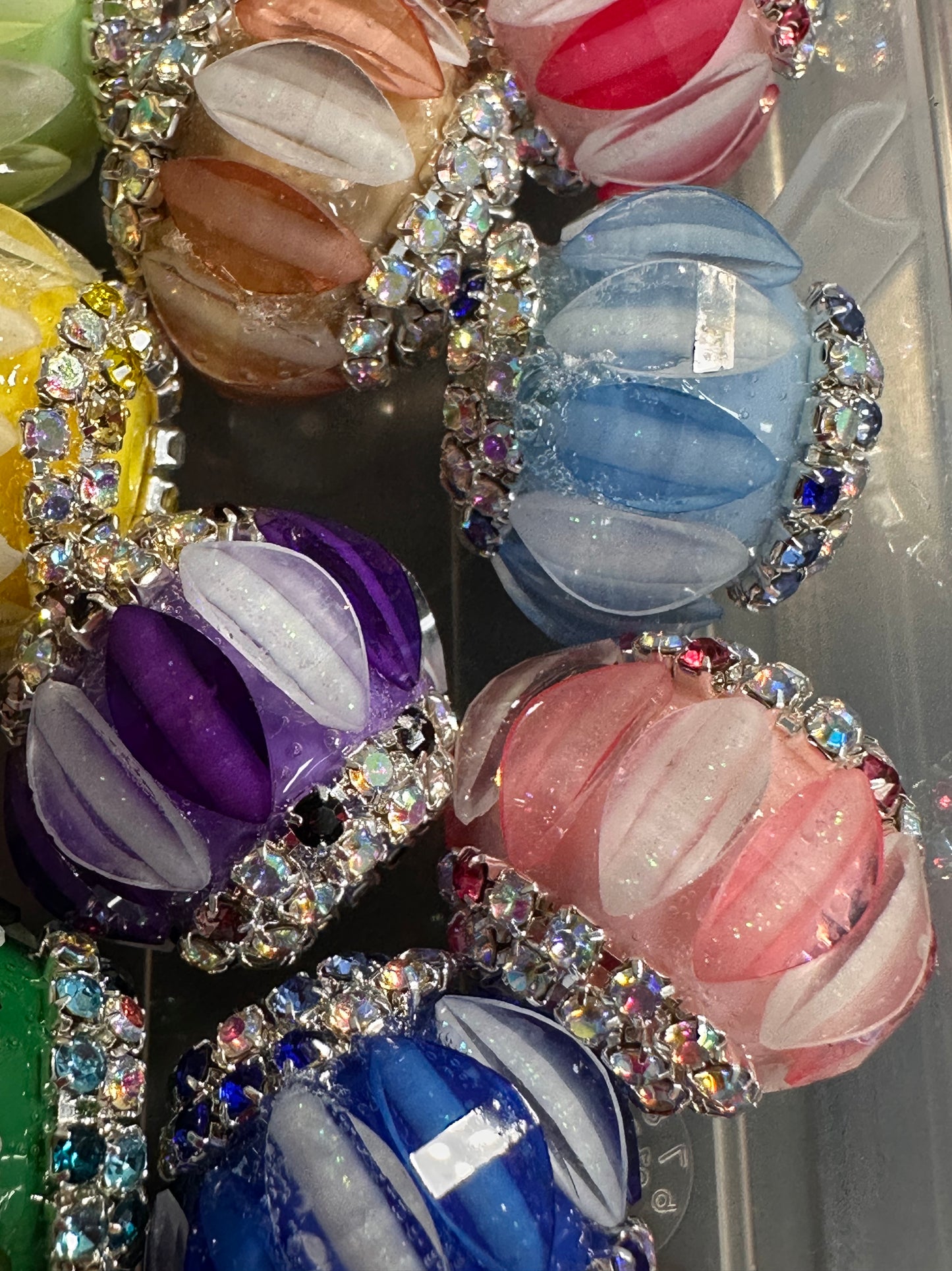 Handmade Rhinestone Accent Bead – Various Colors - Set of 5/ elegant handcrafted beads/ pen bead/ bag charm bead style #2/Fancy beads