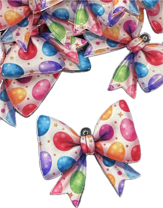 Colorful Polka Dot Bow Acrylic Pendants – Cute Bow Charms for DIY Crafts (Set of 5)