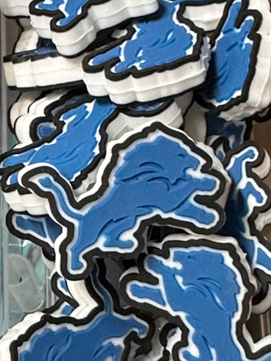 Detroit Lions focal bead/ football/ silicone bead for DIY /Lion blue