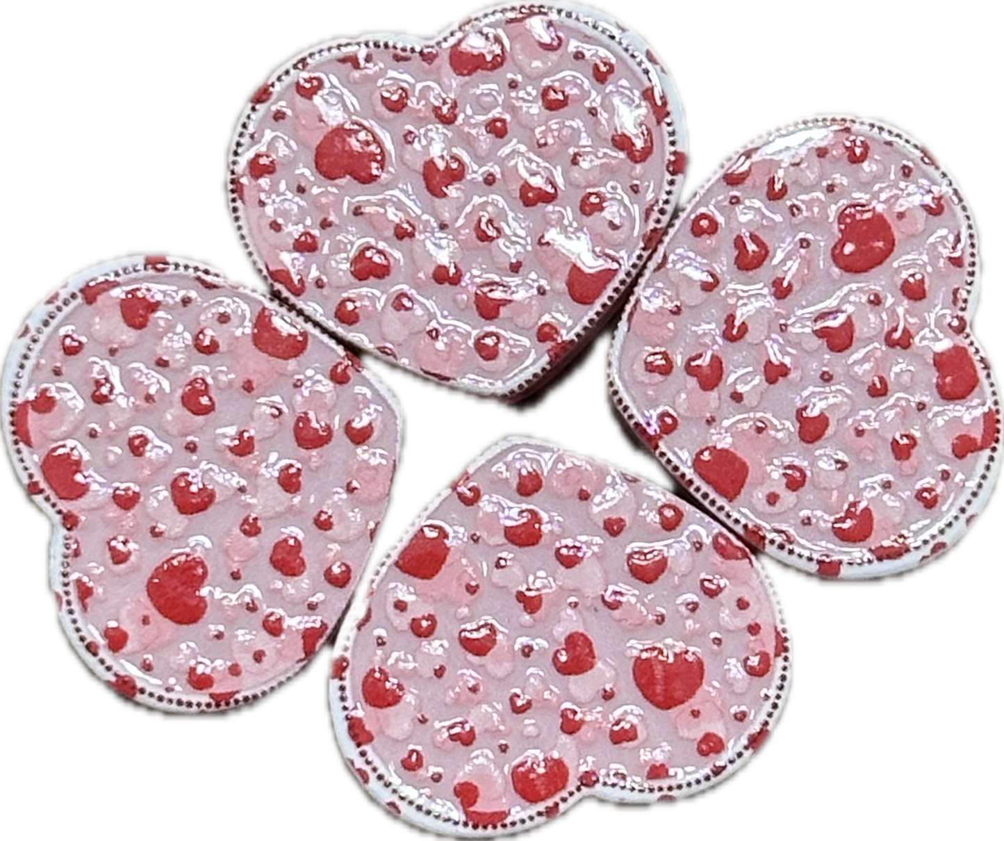 Heart shaped acrylic focal bead- set of 2/ focal bead/pink double c/ pen beading / keychain bead/ Valentines bead