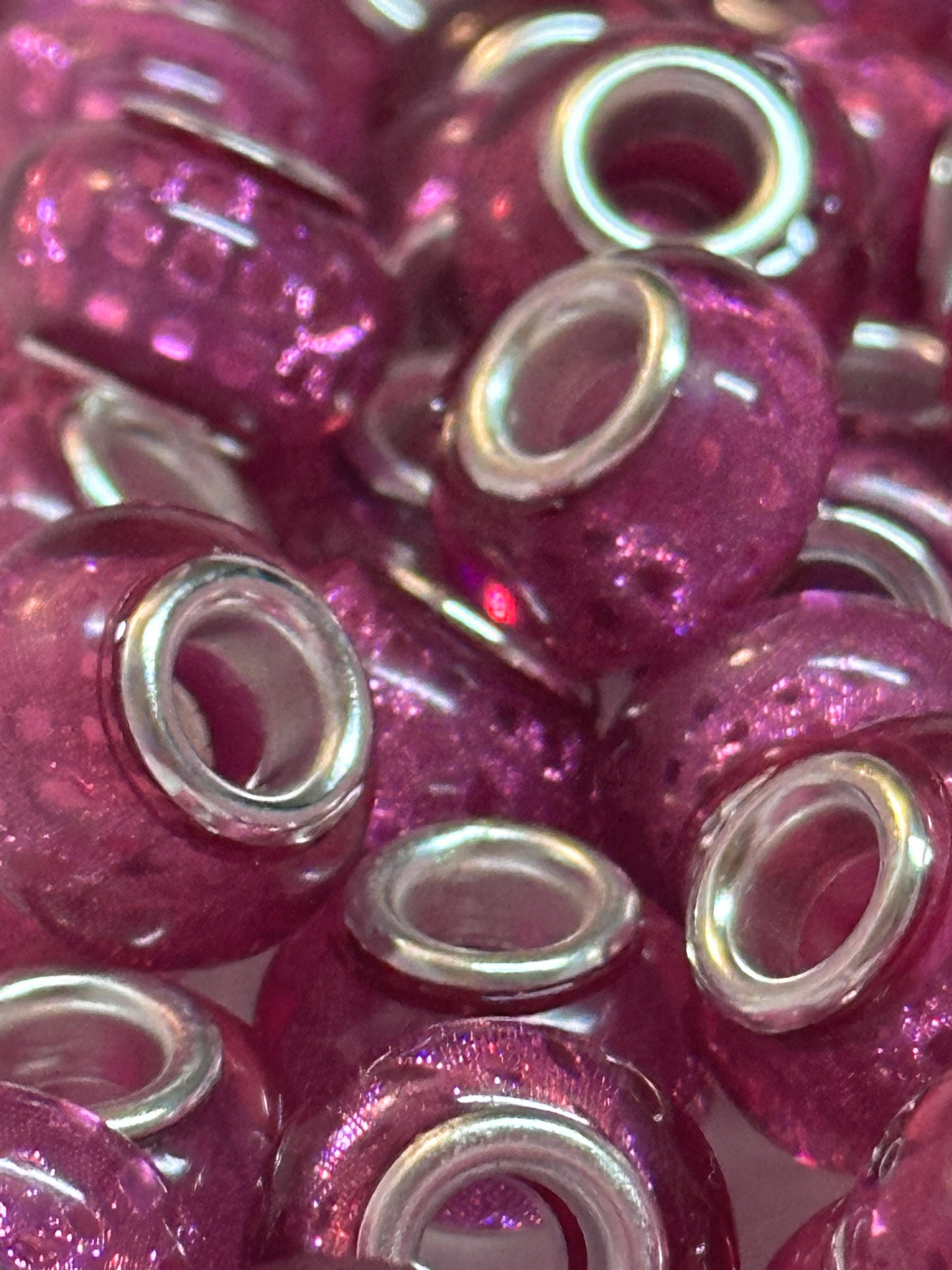 Ten (10) Acrylic glitter pink rhinestone spacers included/ jewelry Bead/ beadable pen beads/ keychain bead/bead/12mm