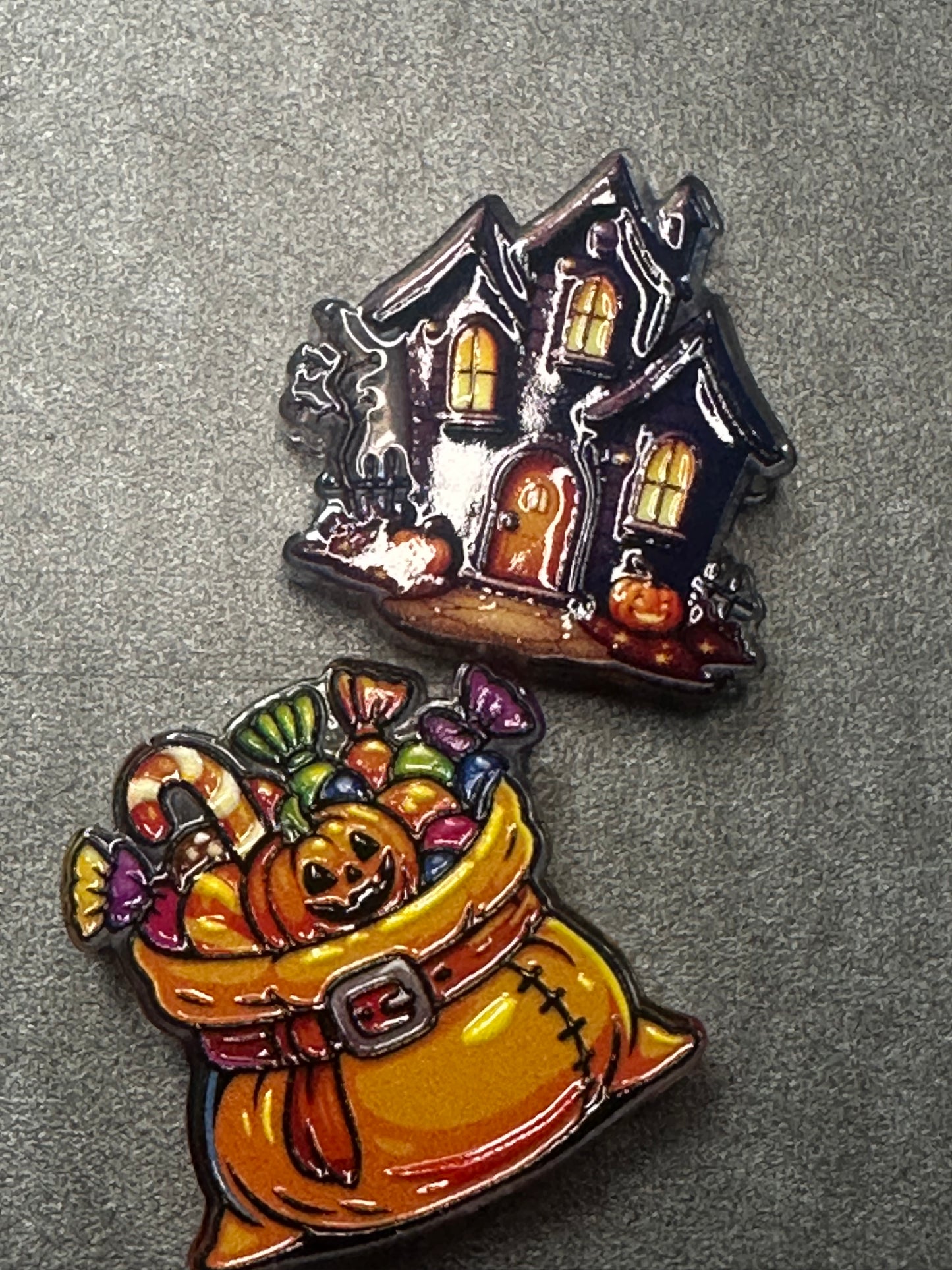 Halloween acrylic focal bead- set of 2 different focals included/ focal bead/ pen beading / keychain bead/ haunted house