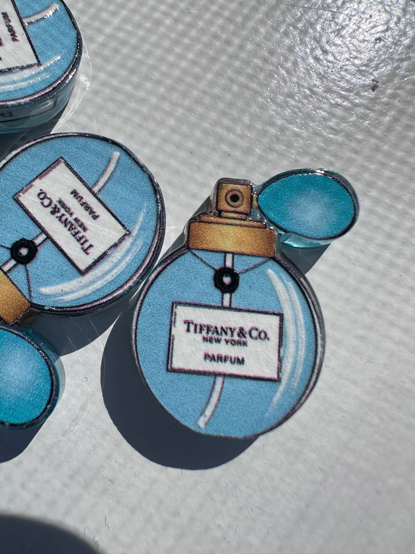 Little blue gift perfume acrylic focal bead- set of 2/ focal bead/ pen beading / keychain bead /jewelry store