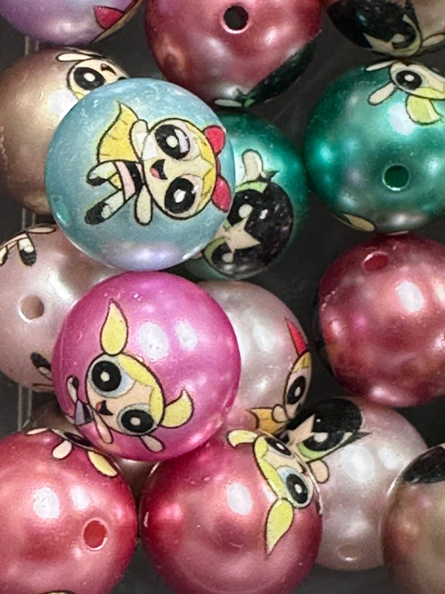 Ten (10) satin colorful PPG beads/ round shaped beads/ pen beading beads / keychain beads/ DIY/ 16mm/