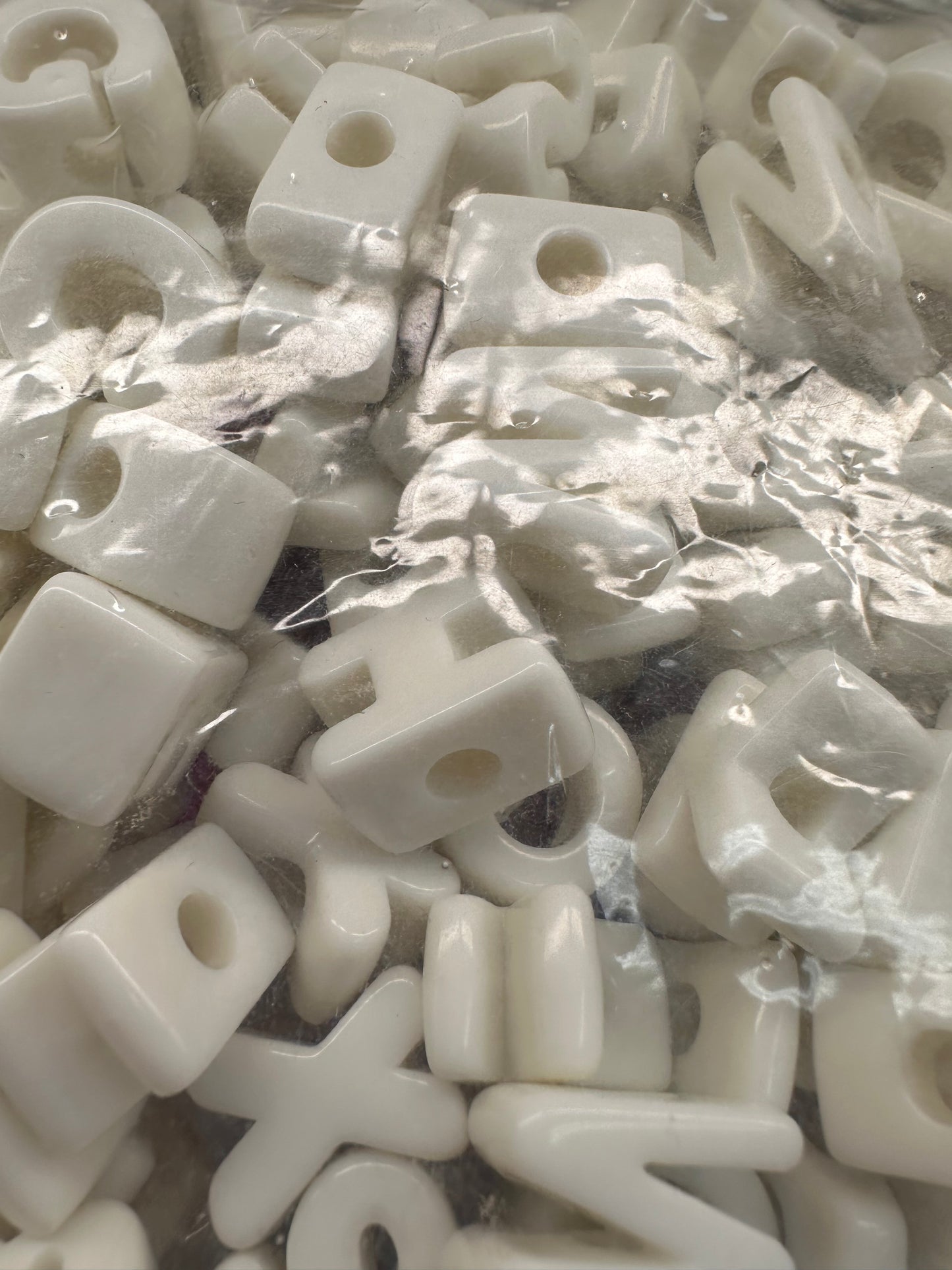 White Acrylic Plastic Letter Beads – Bulk Bag of Mixed A–Z Alphabet Beads (Vertical Hole) over 150 mixed colors alphabet