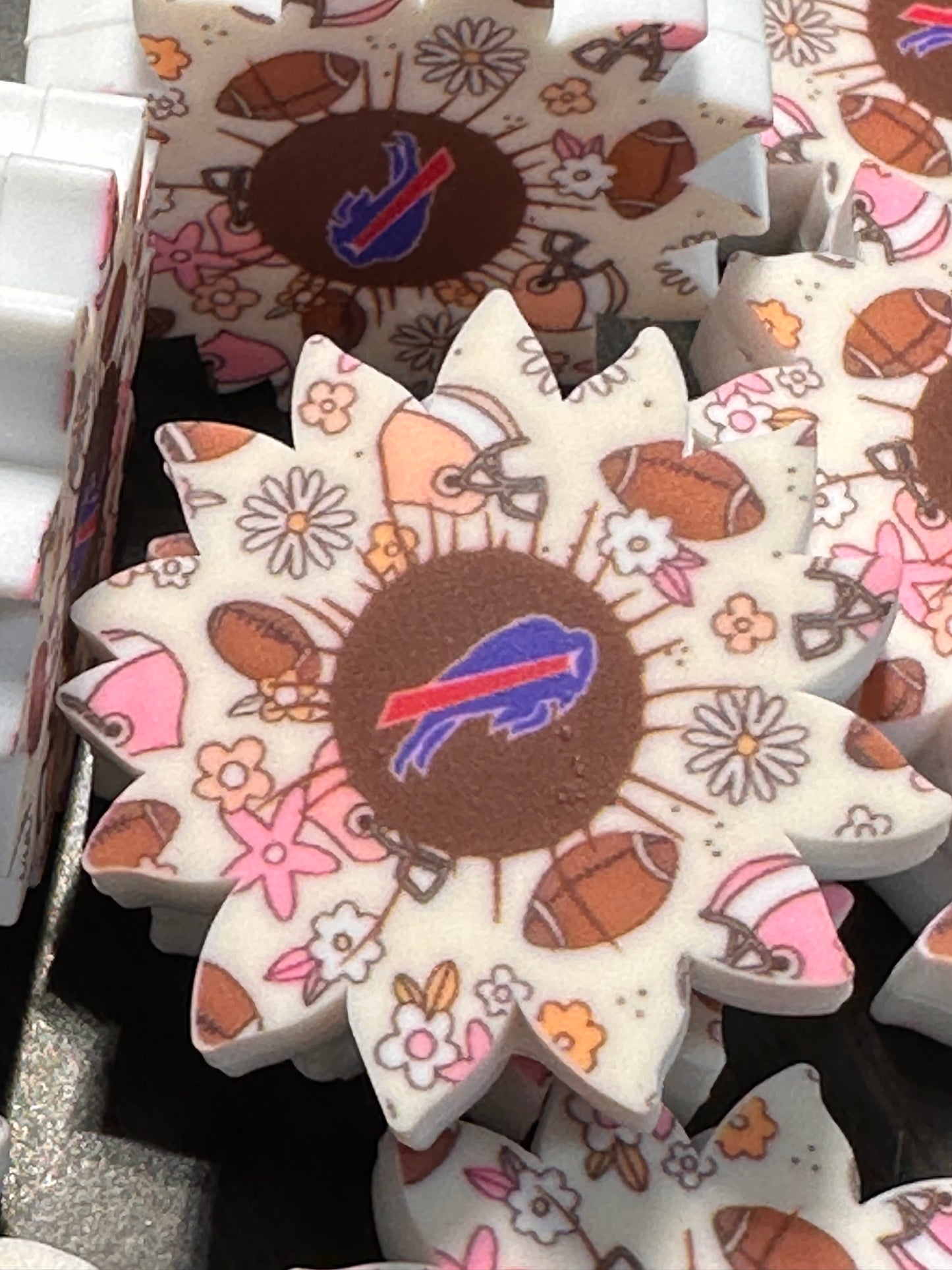New Buffalo Bills focal bead/ silicone football bead for pens and keychains/ flower shaped
