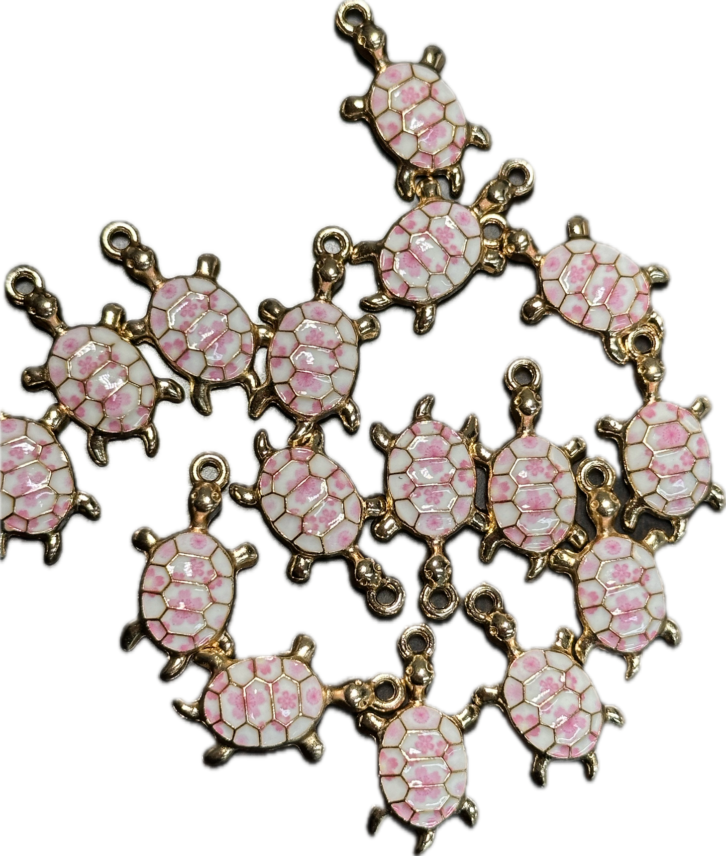 Pink enameled metal turtle charm/ DIY-earrings,necklace,charm bracelet/ sea turtle