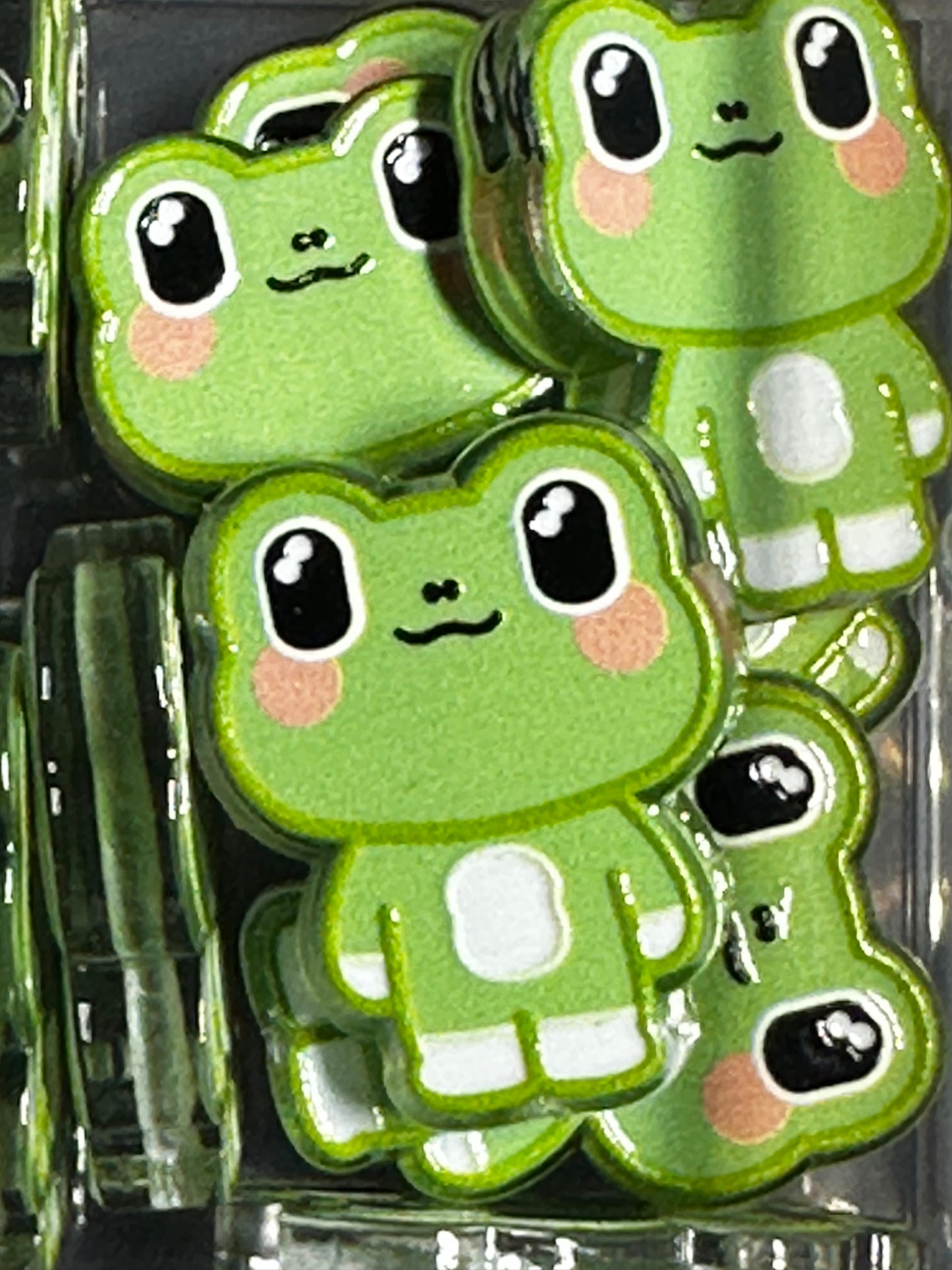 Green Frog acrylic focal bead- set of 2/ focal bead/ pen beading / keychain bead/