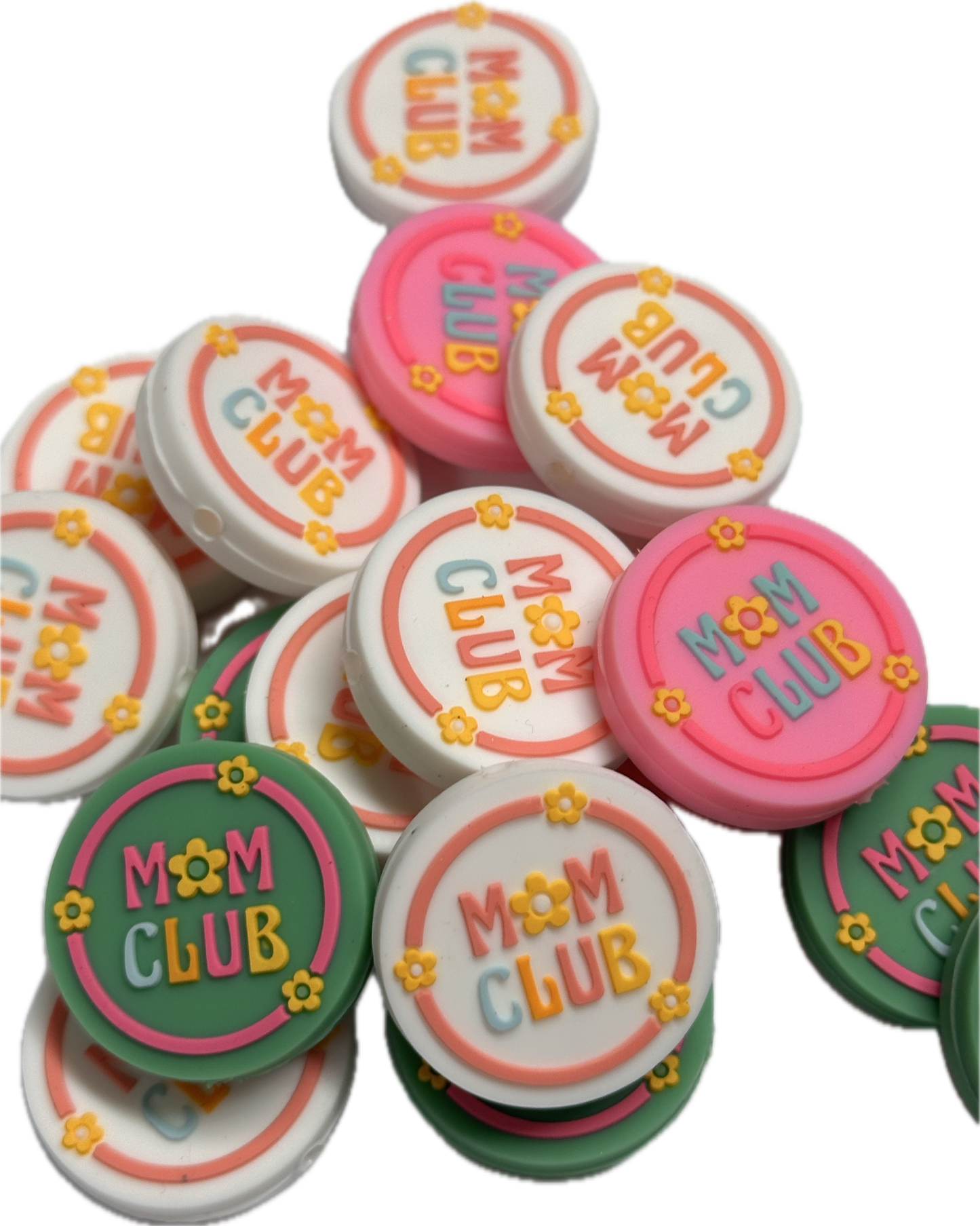 Moms Club / mama Focal Bead/ for beadable pen/ Silicone  bead/keychain bead/ round shaped/ Mothers Day/ new mom